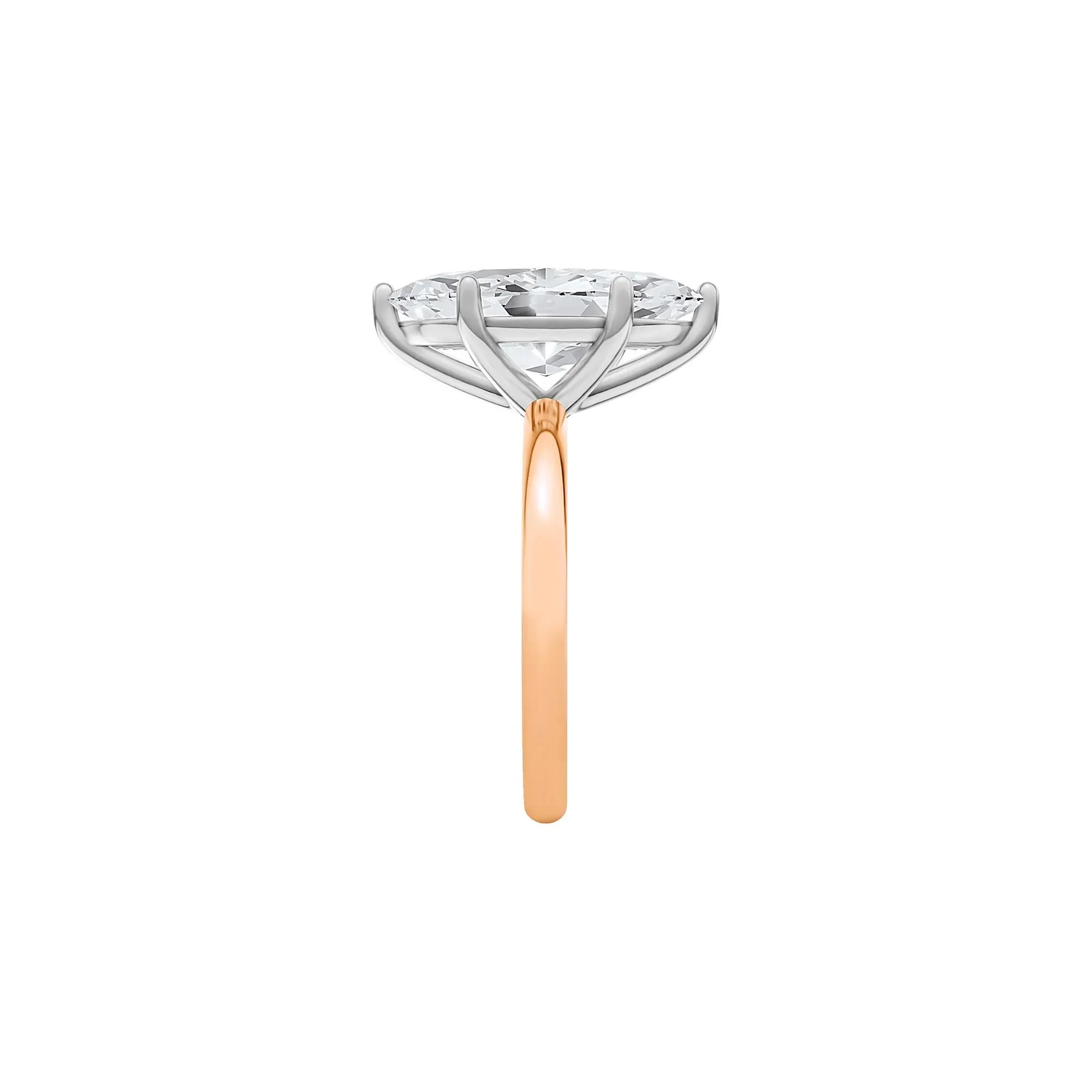 Lab Grown Diamond Marquise Solitaire Engagement Ring 14K Rose & White Gold (4 CT.) Size 9.5 2mm - Image 3