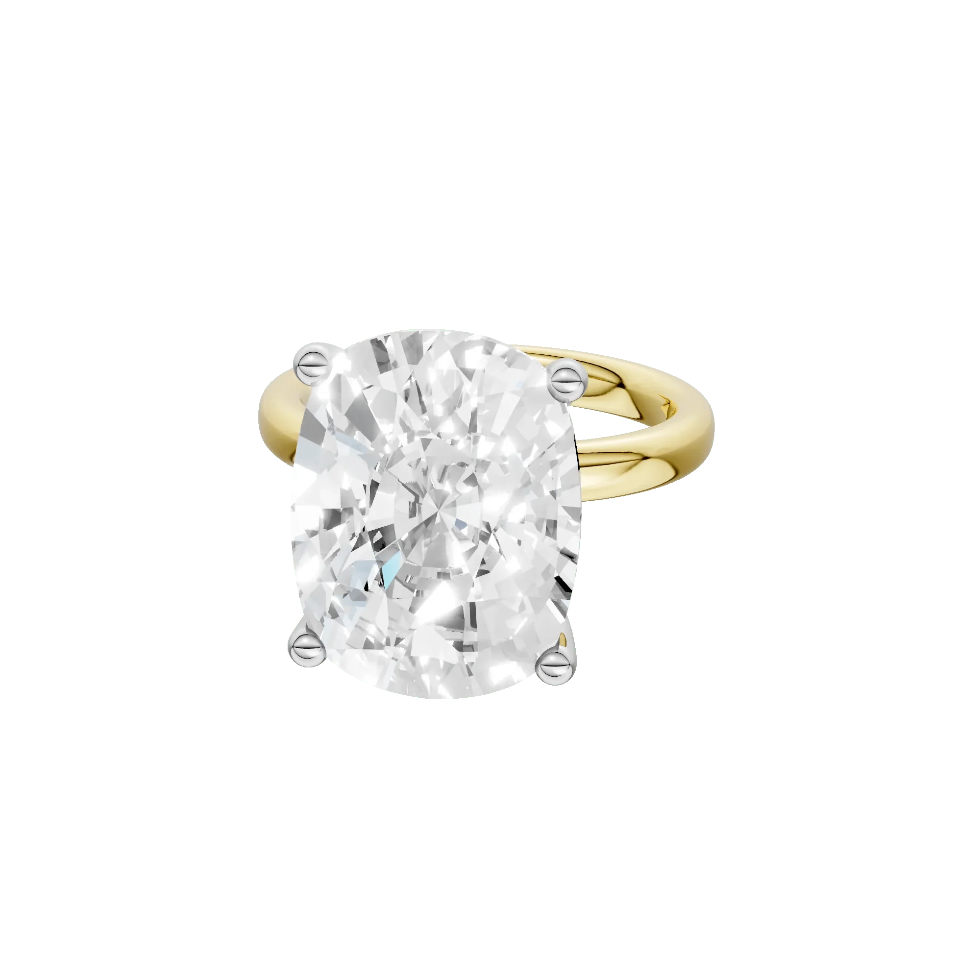 Lab Grown Diamond Elongated Cushion Solitaire Engagement Ring 14K Yellow & White Gold (10 CT.) Size 5 2mm - Image 2