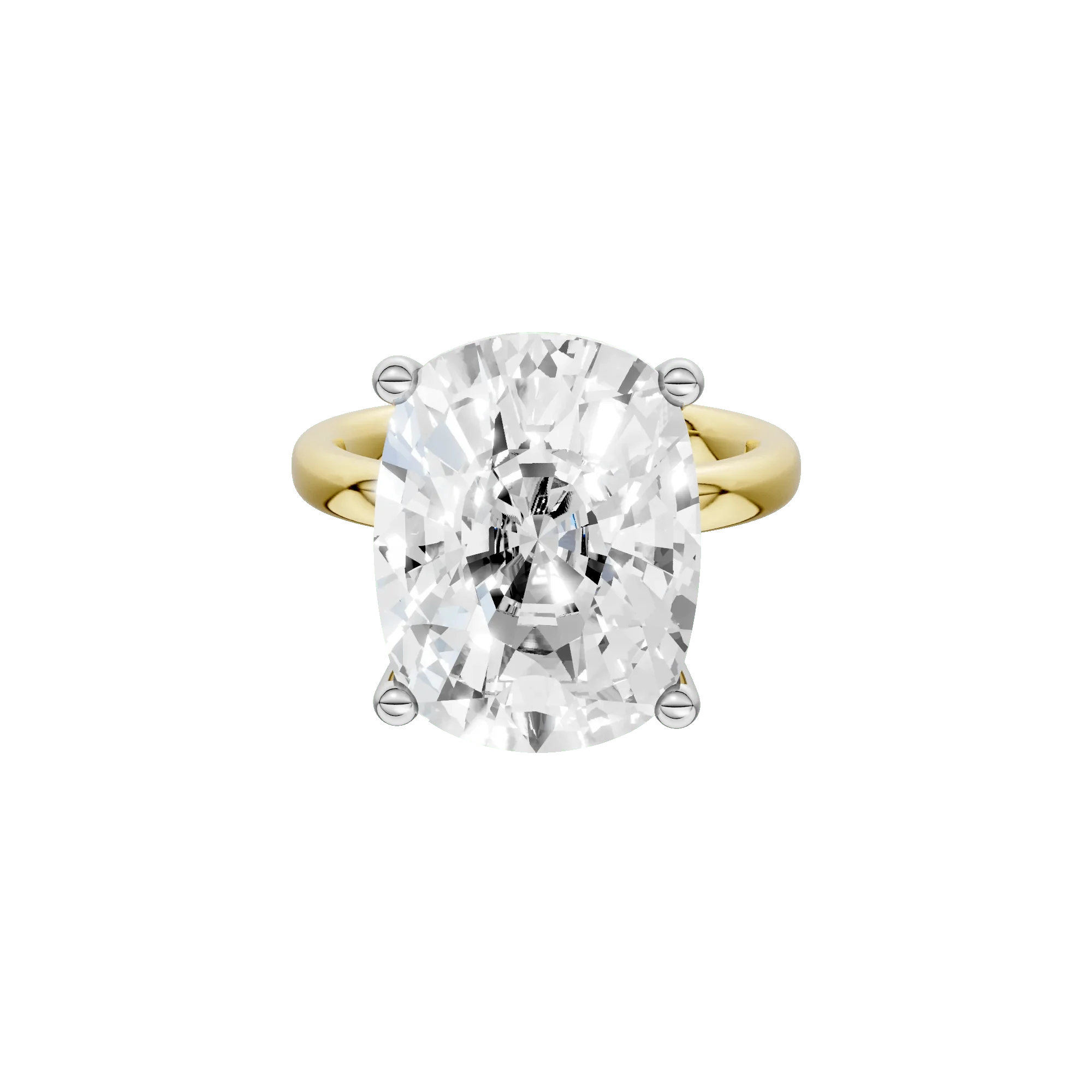 Lab Grown Diamond Elongated Cushion Solitaire Engagement Ring 14K Yellow & White Gold (10 CT.) Size 6 2mm