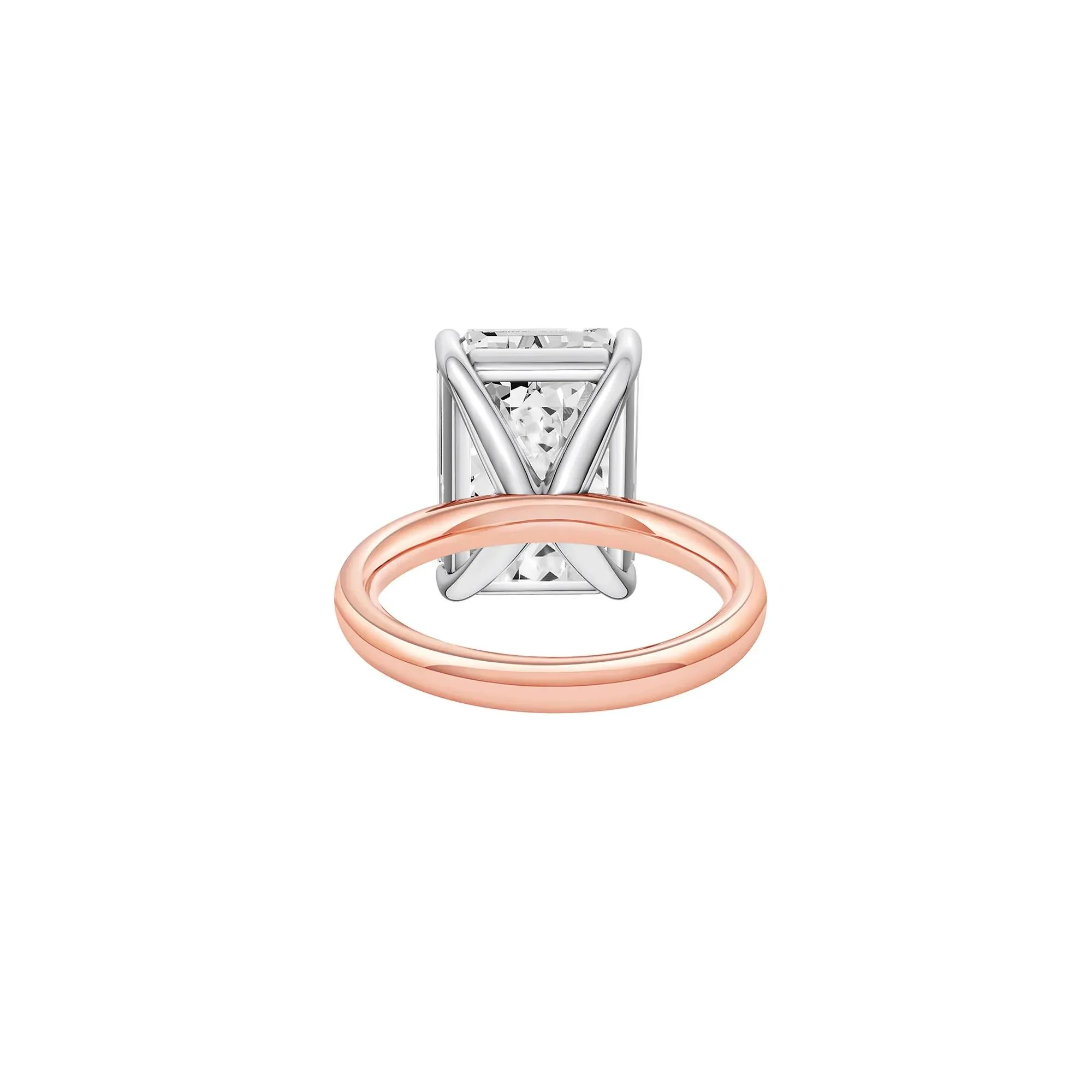 Lab Grown Diamond Emerald-Cut Solitaire Ring 14K Rose & White Gold (10 CT.) Size 5.5 2mm - Image 3