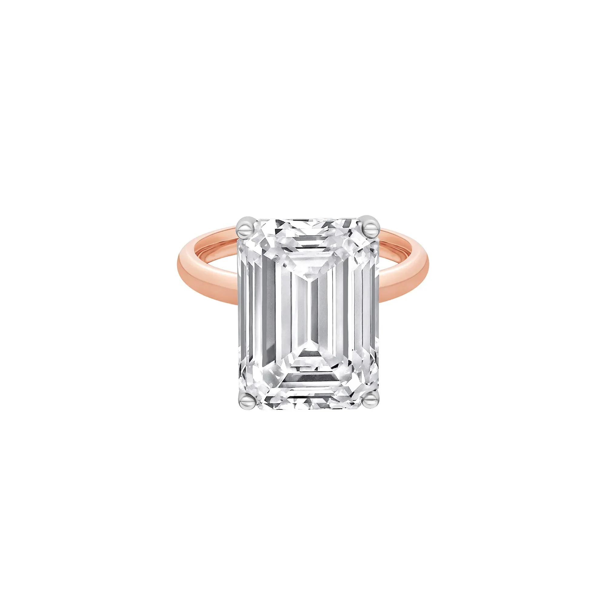 Lab Grown Diamond Emerald-Cut Solitaire Ring 14K Rose & White Gold (10 CT.) Size 7 2mm