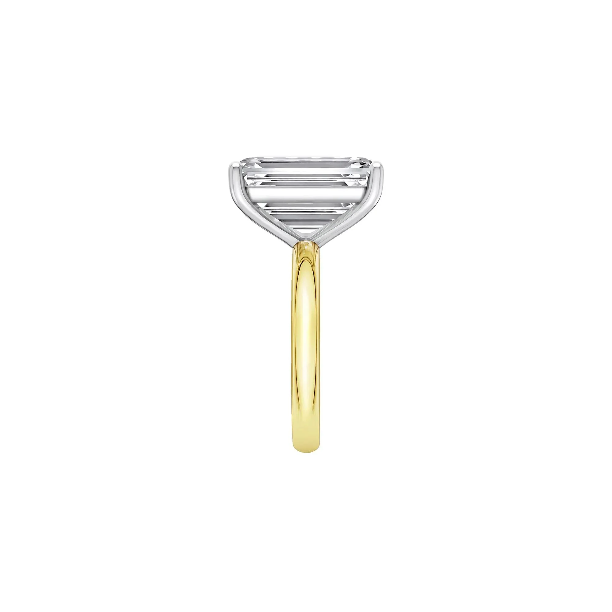Lab Grown Diamond Emerald-Cut Solitaire Ring 14K Yellow & White Gold (10 CT.) Size 12 2mm - Image 3