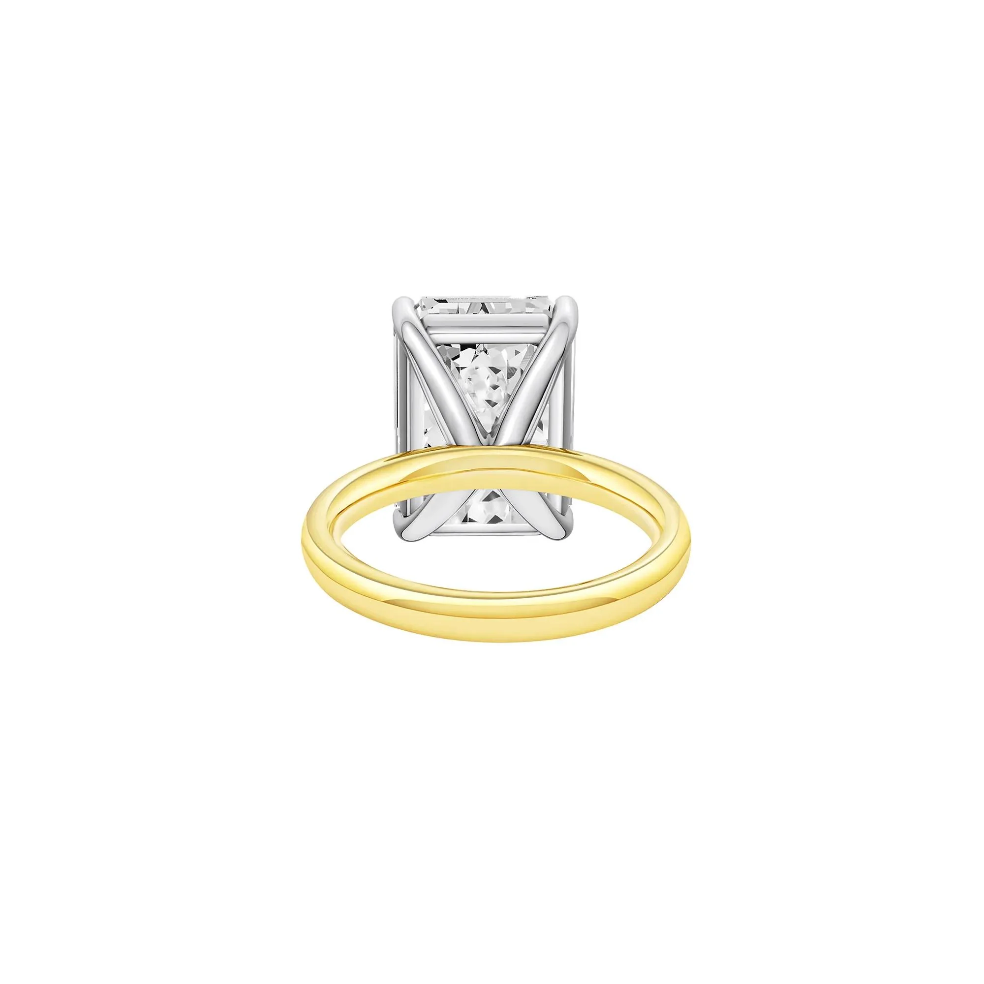 Lab Grown Diamond Emerald-Cut Solitaire Ring 14K Yellow & White Gold (10 CT.) Size 5.5 2mm - Image 4