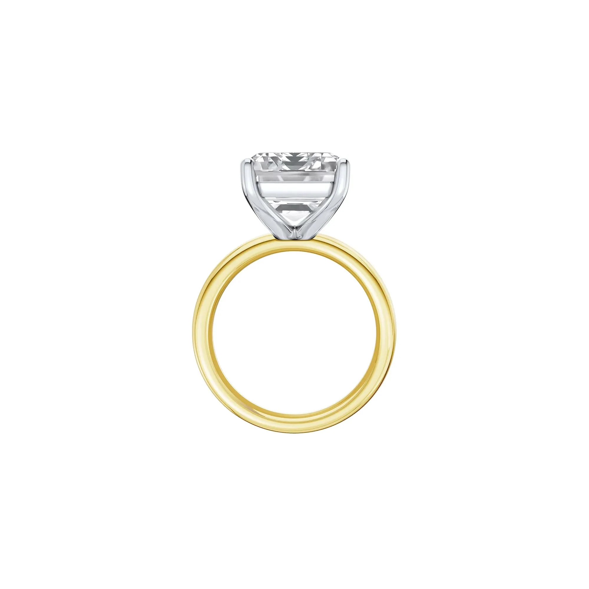 Lab Grown Diamond Emerald-Cut Solitaire Ring 14K Yellow & White Gold (10 CT.) Size 9 2mm - Image 2