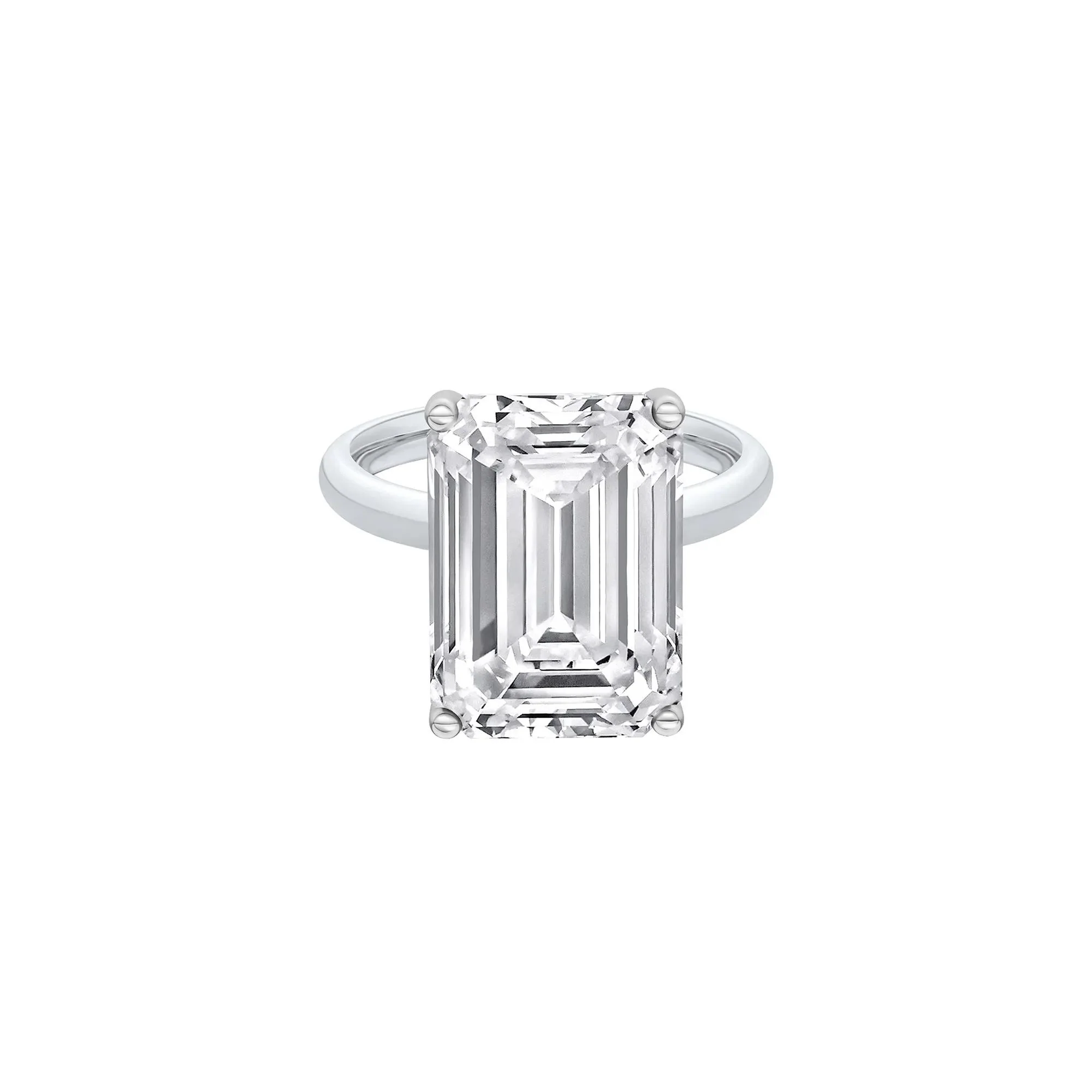 Lab Grown Diamond Emerald-Cut Solitaire Ring Platinum (10 CT.) White Size 6 2mm