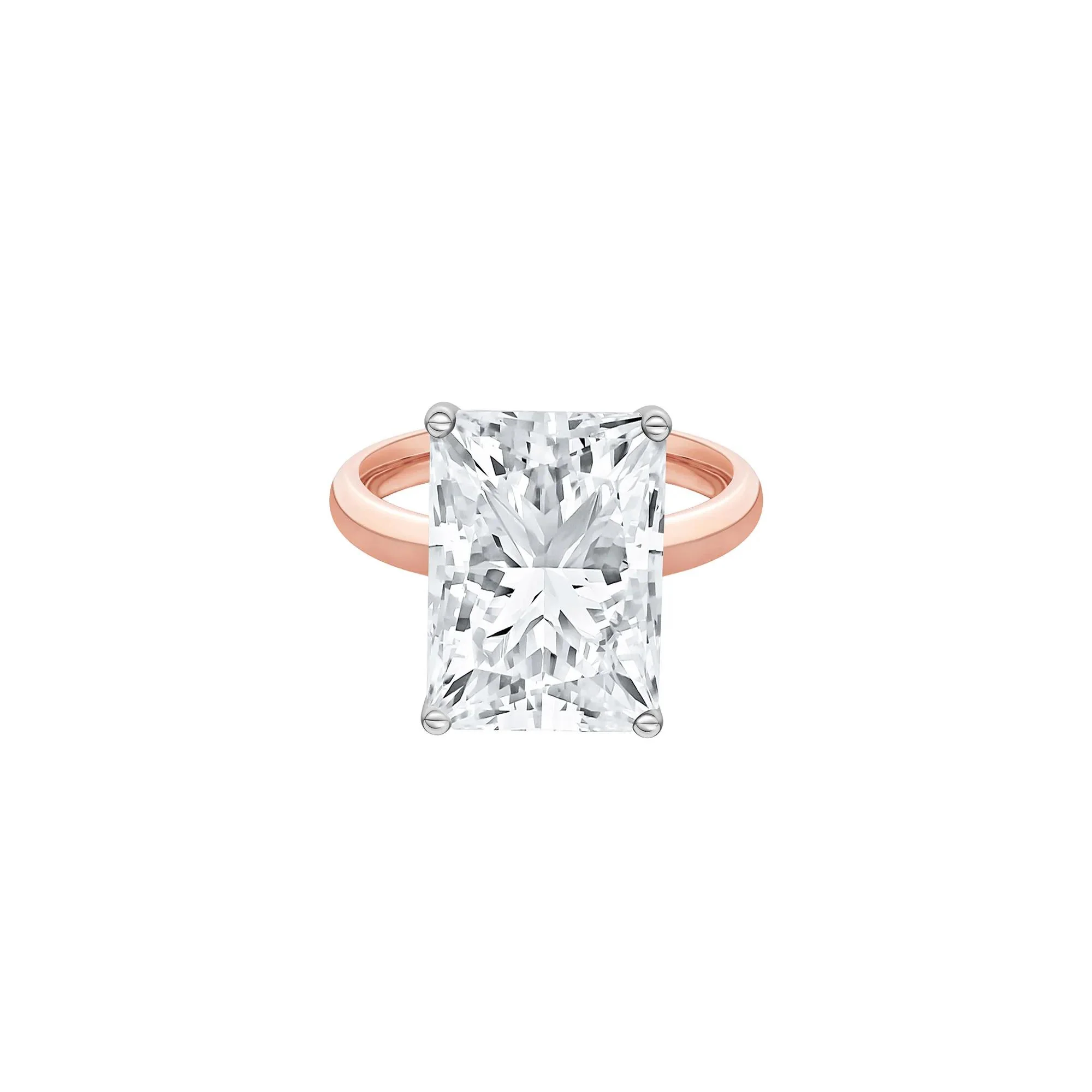 Lab Grown Diamond Radiant-Cut Solitaire Ring 14K Rose & White Gold (7 CT.) Size 10.5 2mm