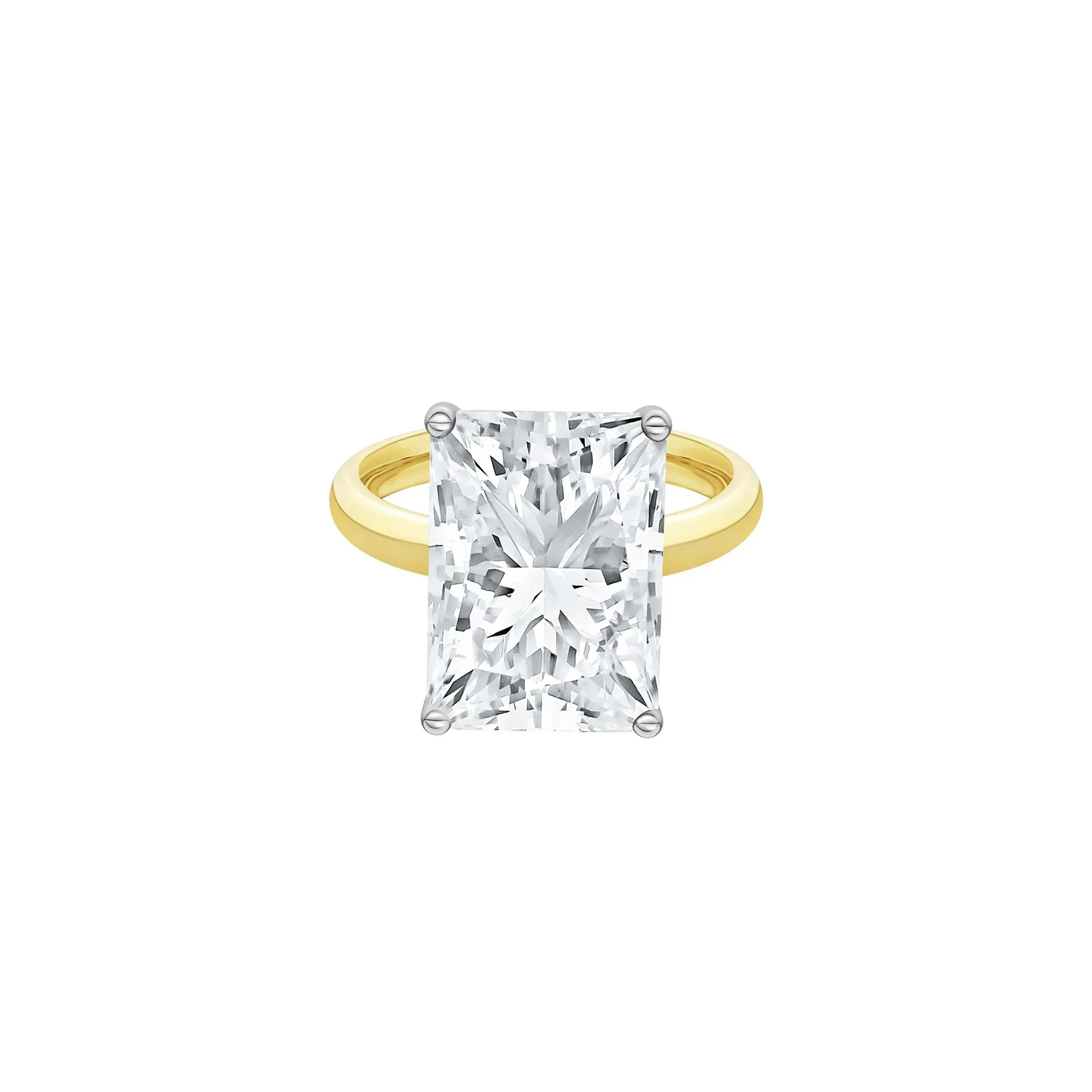 Lab Grown Diamond Radiant-Cut Solitaire Ring 14K Yellow & White Gold (7 CT.) Size 10 2mm