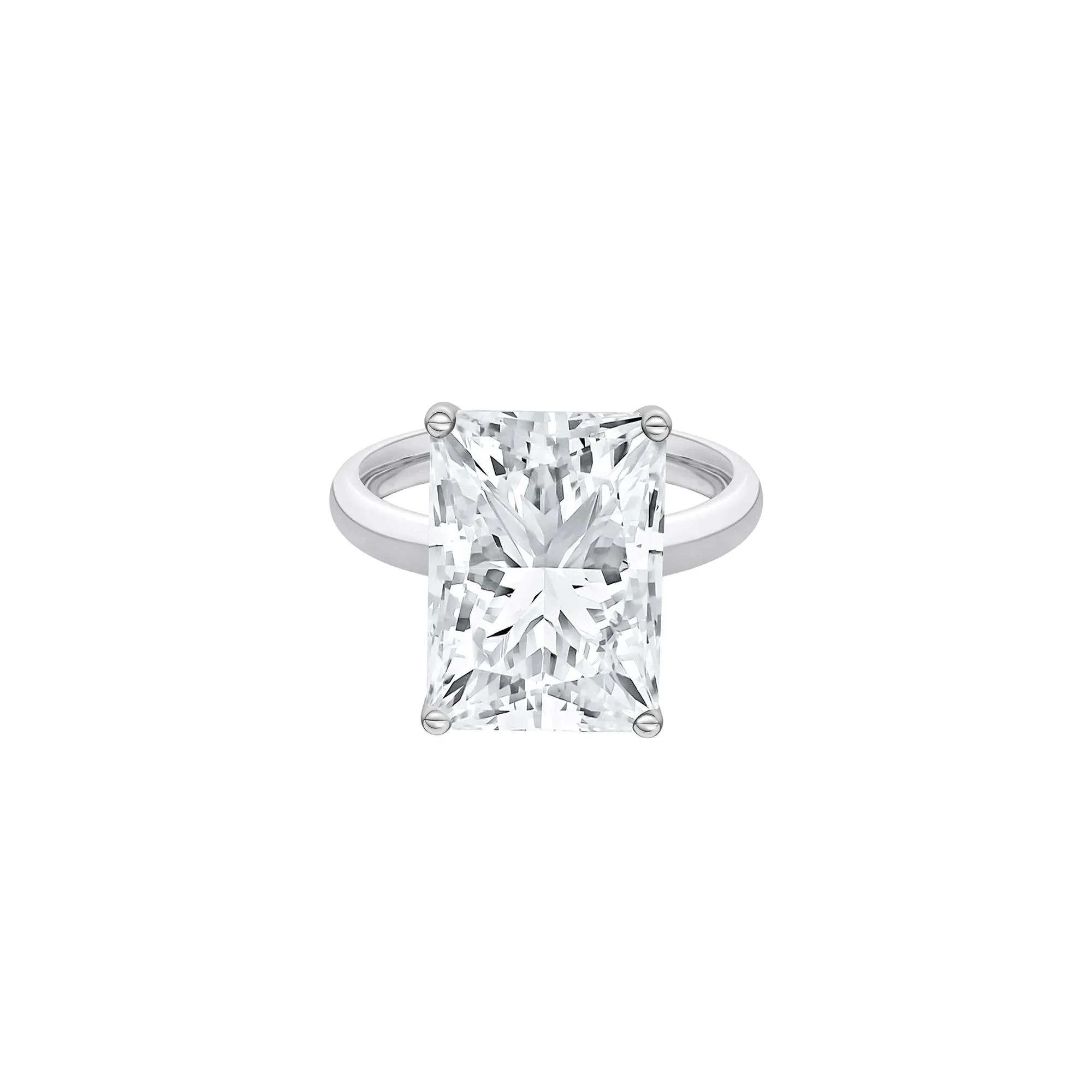 Lab Grown Diamond Radiant-Cut Solitaire Ring Platinum (7 CT.) White Size 12 2mm