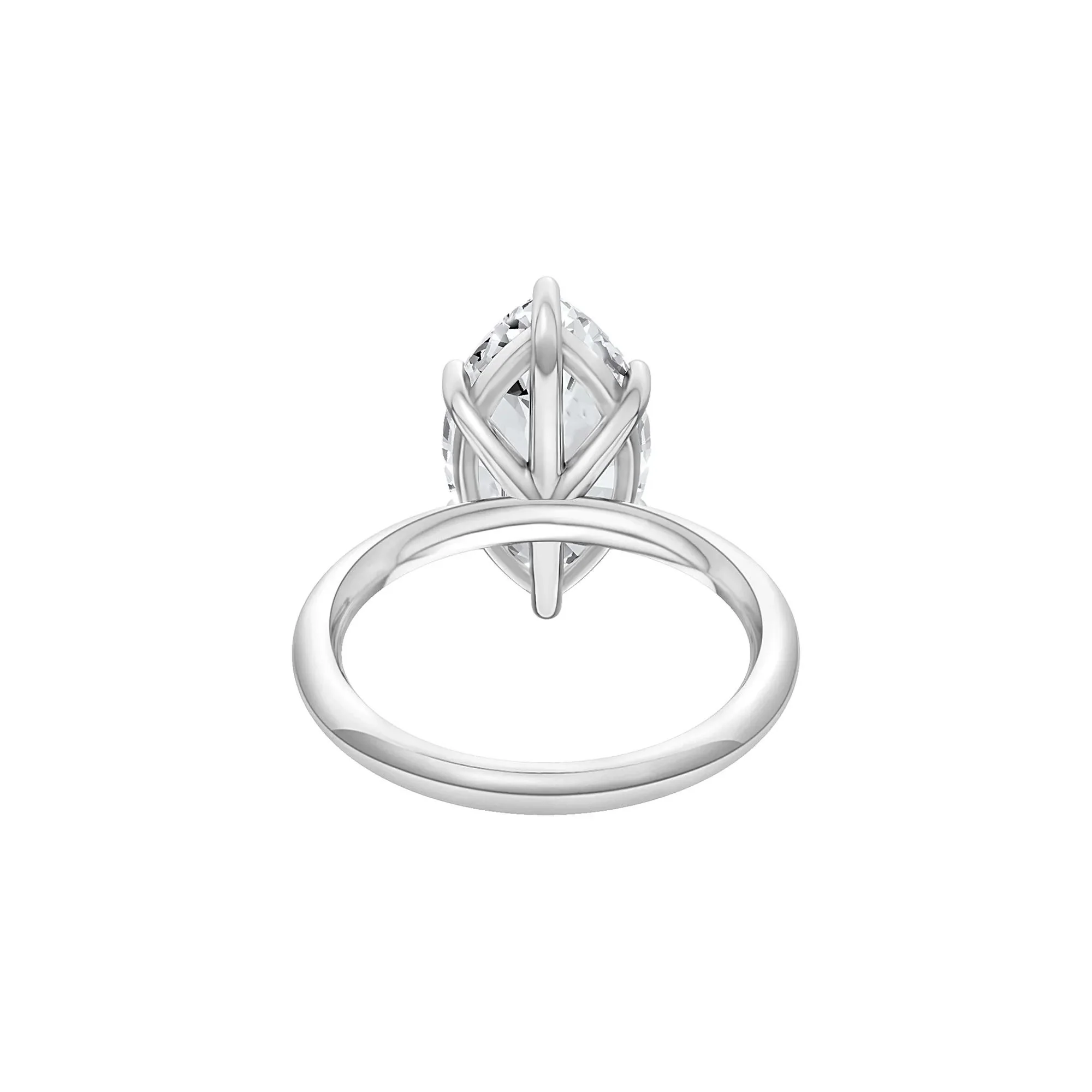 Lab Grown Diamond Marquise Solitaire Engagement Ring 14K White Gold (4 CT.) Size 10 2mm - Image 4