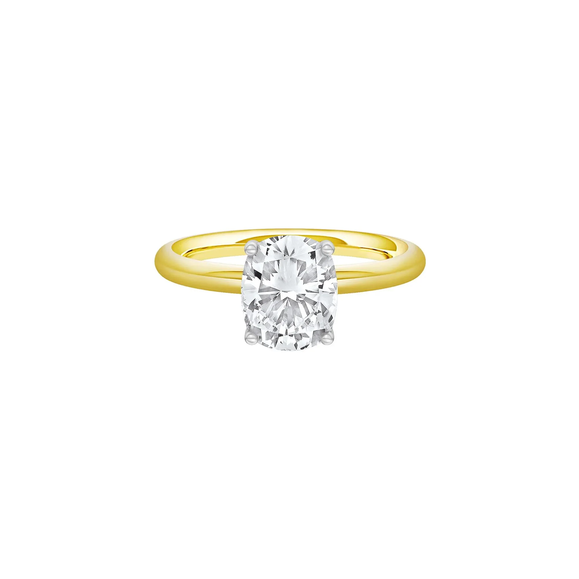 1/2 CT. Tw. Lab Grown Diamond Elongated Cushion-Cut Engagement Ring 14K Yellow and White Gold Size 7.5 2mm