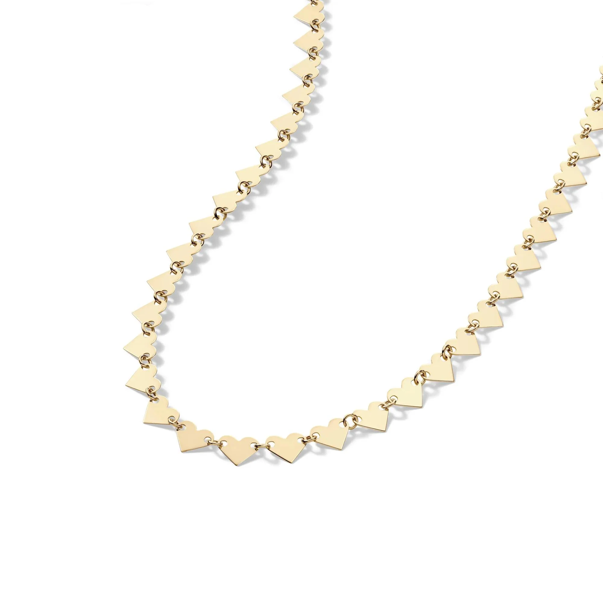 Heart Link Chain Necklace 10K Yellow Gold Size 18"