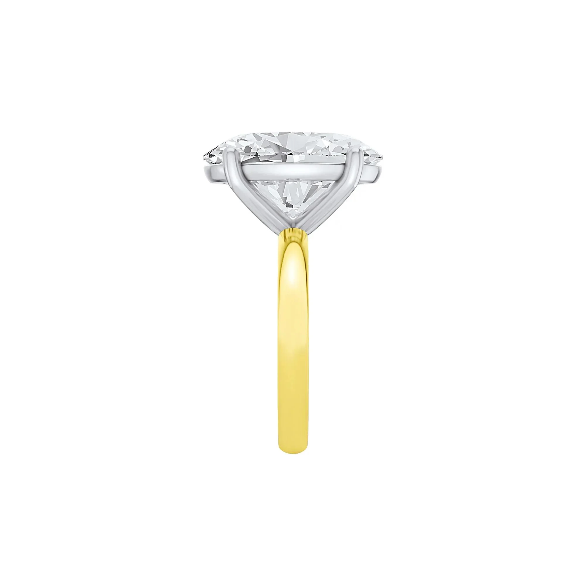Lab Grown Diamond Oval Solitaire Ring 14K Yellow & White Gold (10 CT.) Size 5.5 2mm - Image 3