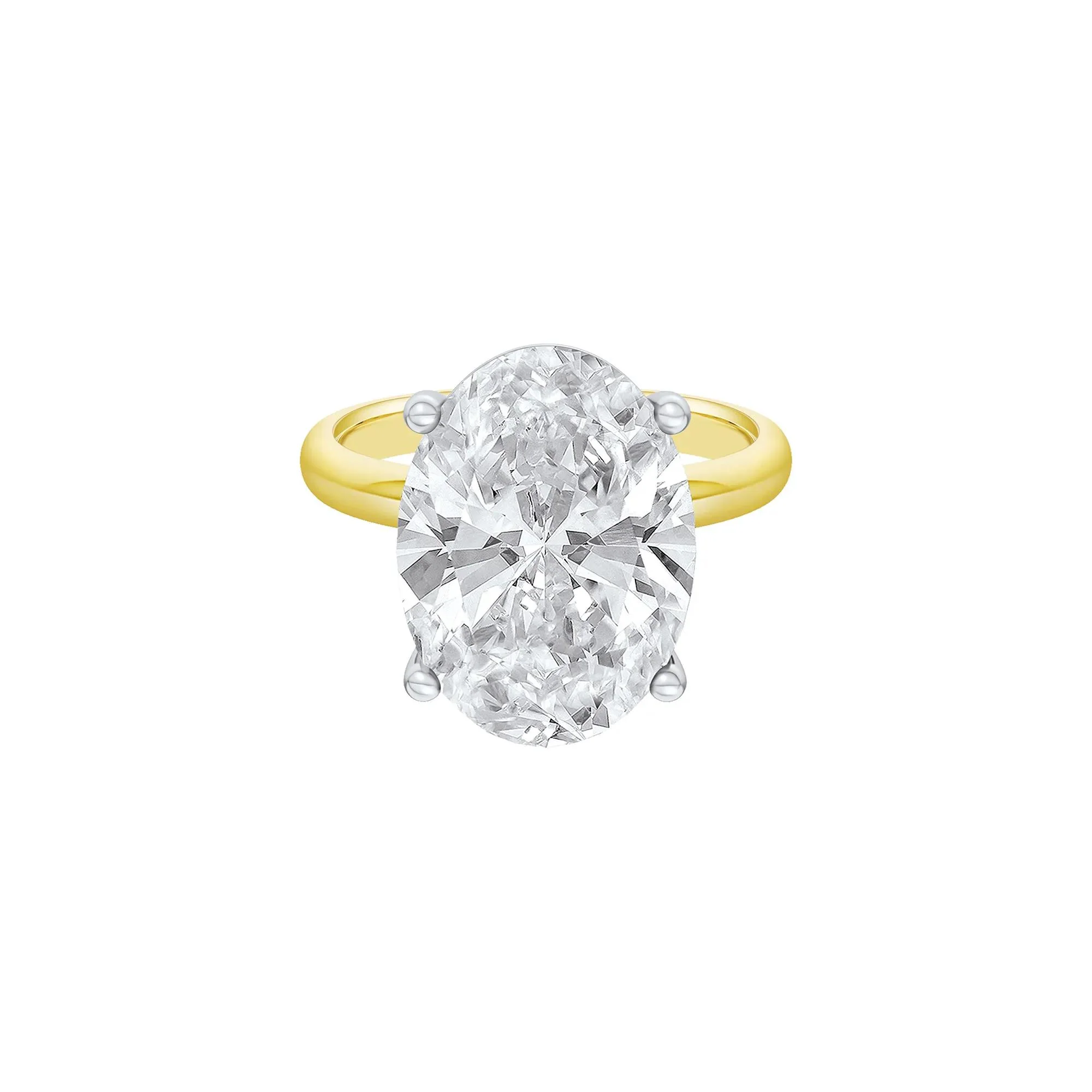 Lab Grown Diamond Oval Solitaire Ring 14K Yellow & White Gold (10 CT.) Size 8 2mm