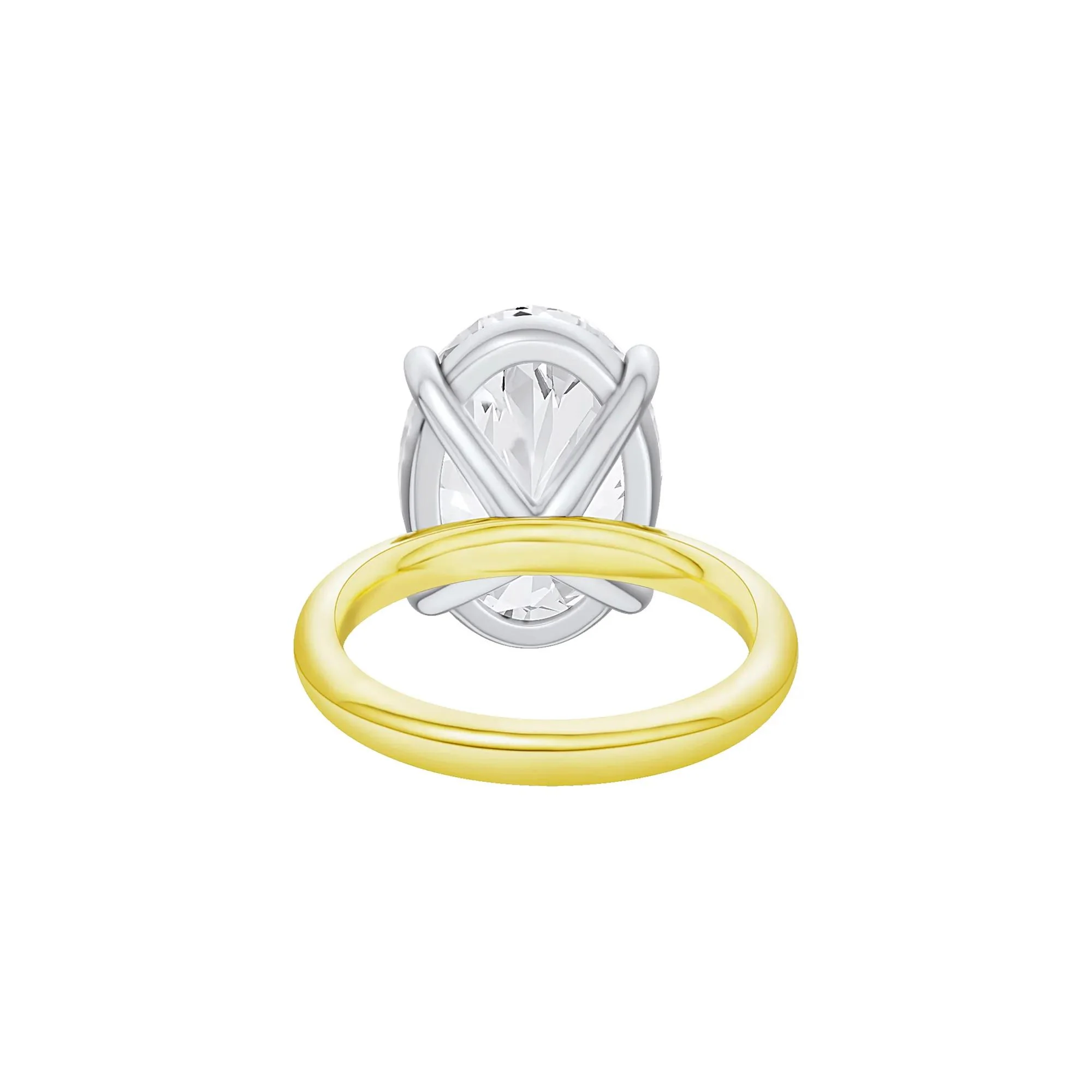 Lab Grown Diamond Oval Solitaire Ring 14K Yellow & White Gold (10 CT.) Size 9 2mm - Image 4