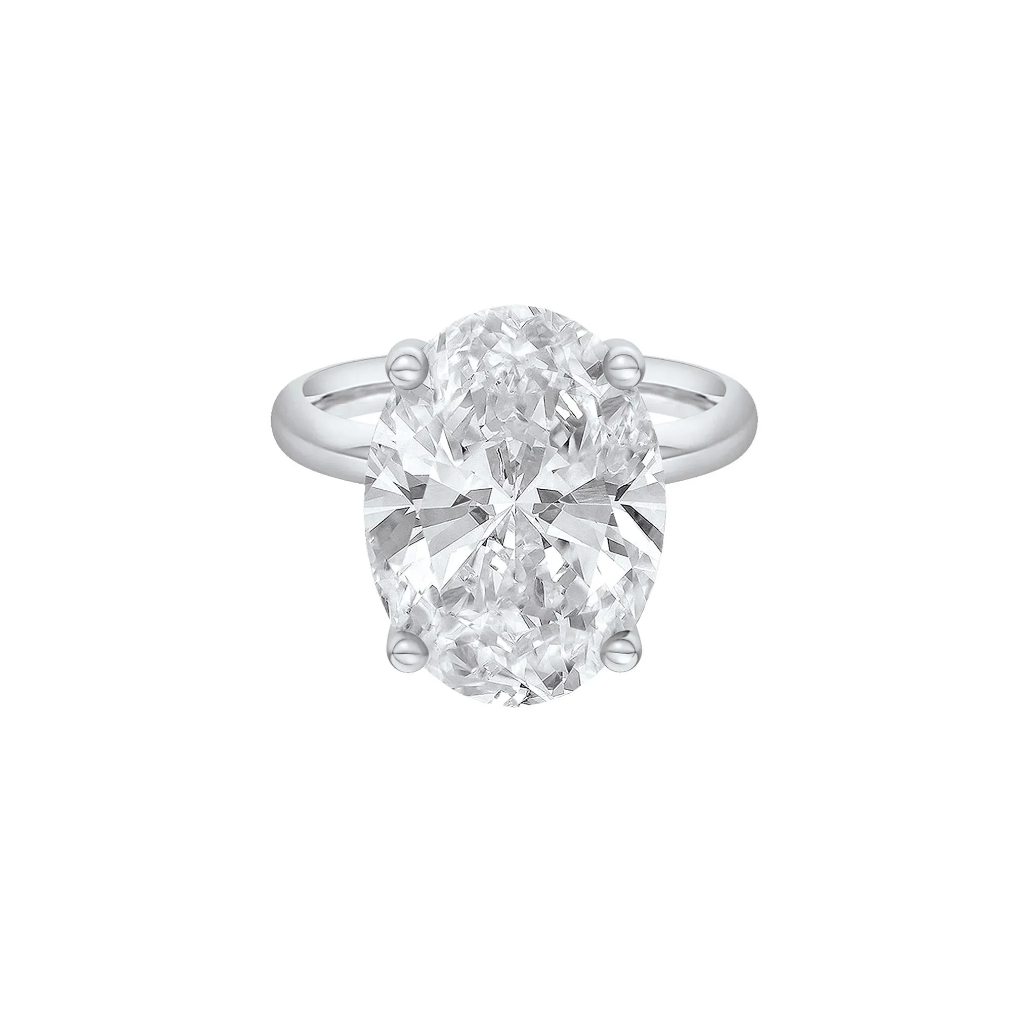 Lab Grown Diamond Oval Solitaire Ring Platinum (10 CT.) White Size 10 2mm