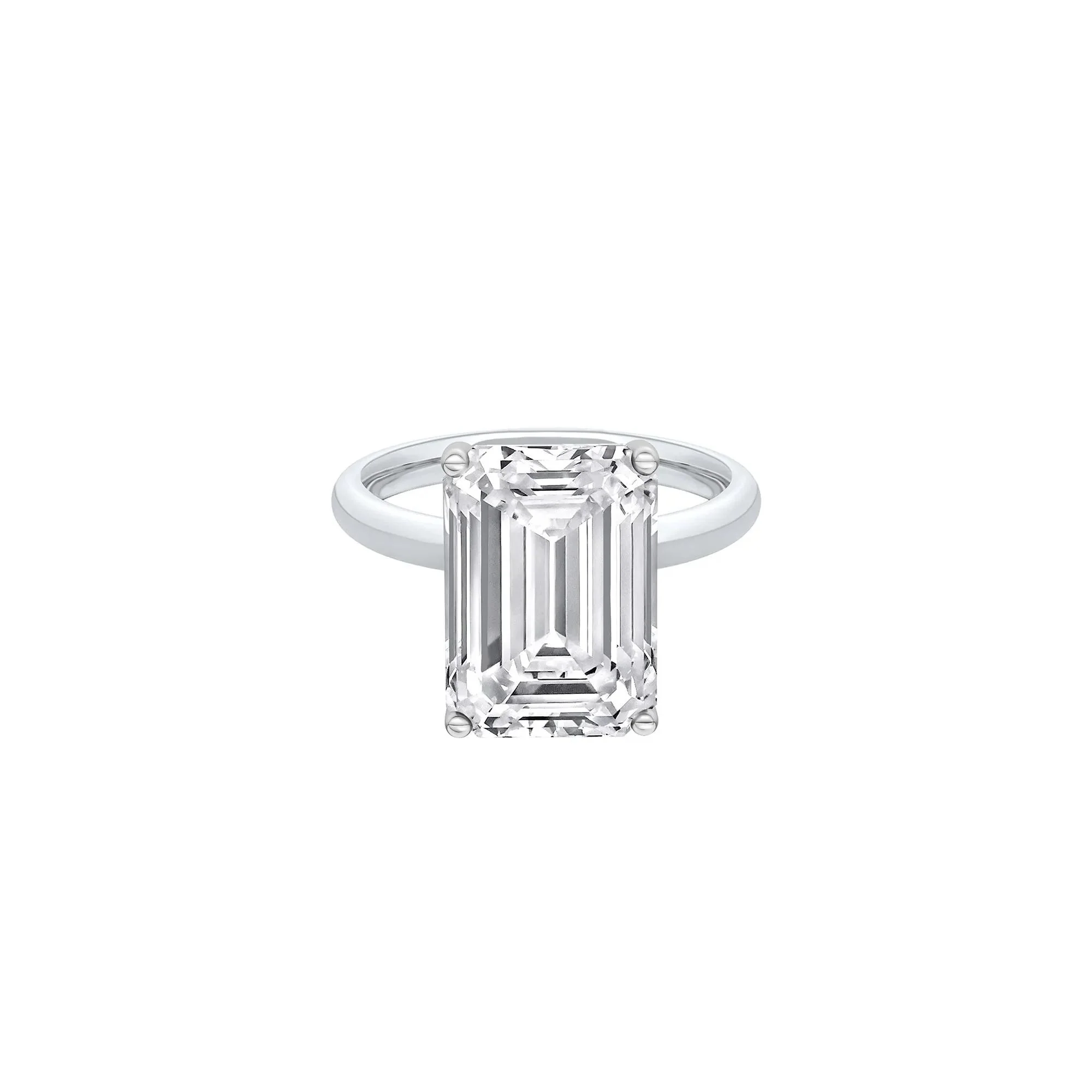 Lab Grown Diamond Emerald-Cut Solitaire Ring Platinum (7 CT.) White Size 7.5 2mm