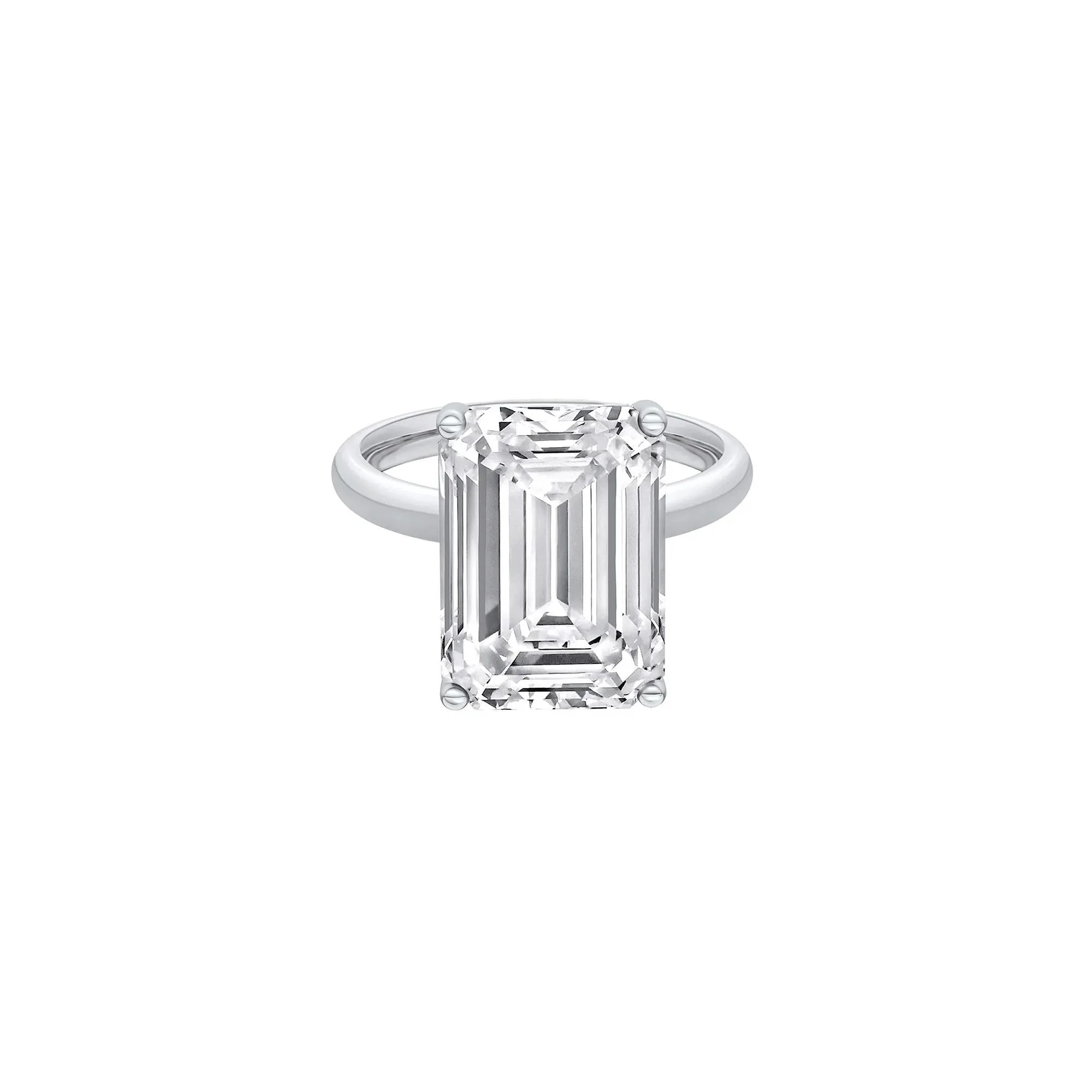 Lab Grown Diamond Emerald-Cut Solitaire Ring 14K White Gold (9 CT.) Size 6.5 2mm
