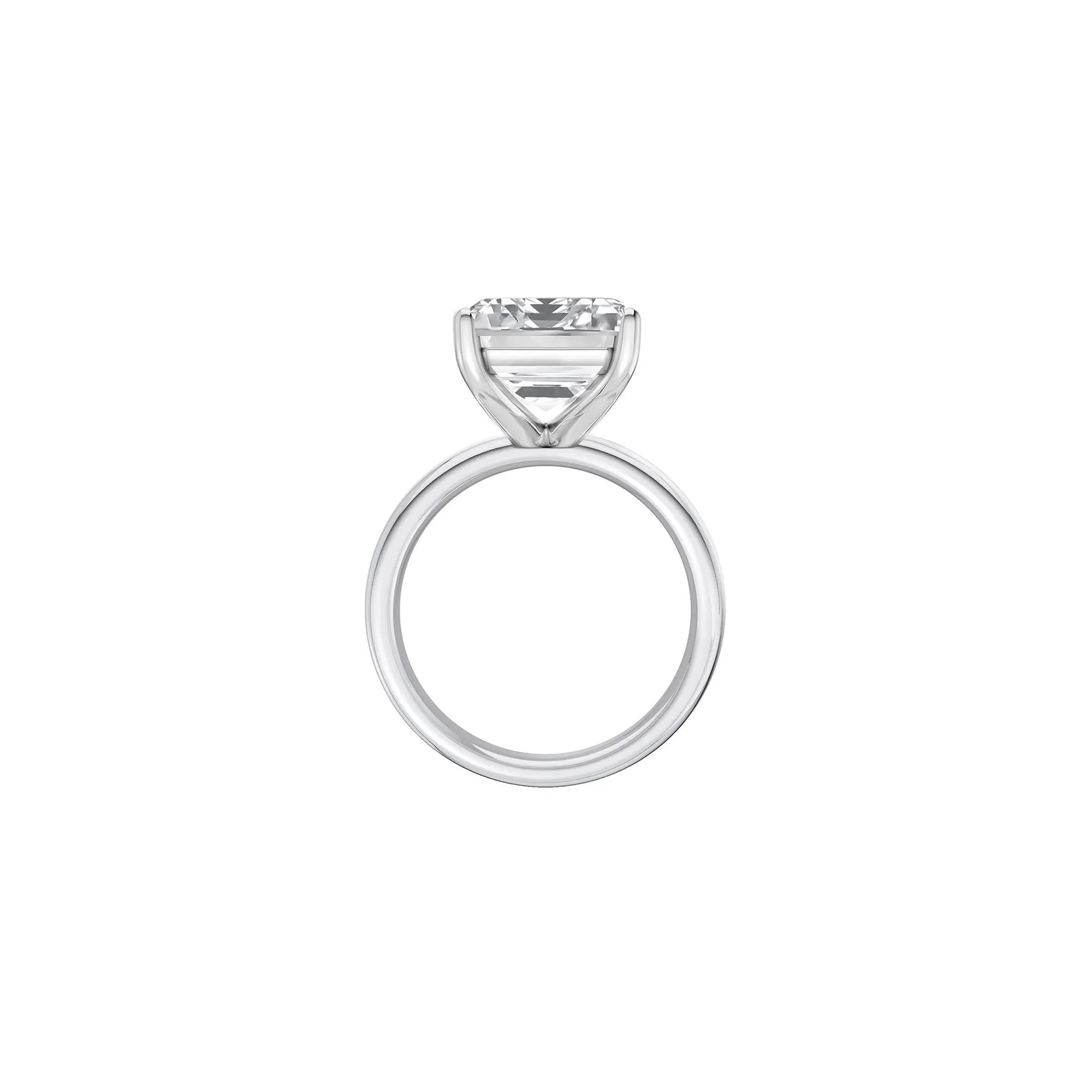 Lab Grown Diamond Emerald-Cut Solitaire Ring Platinum (9 CT.) White Size 6.5 2mm - Image 2