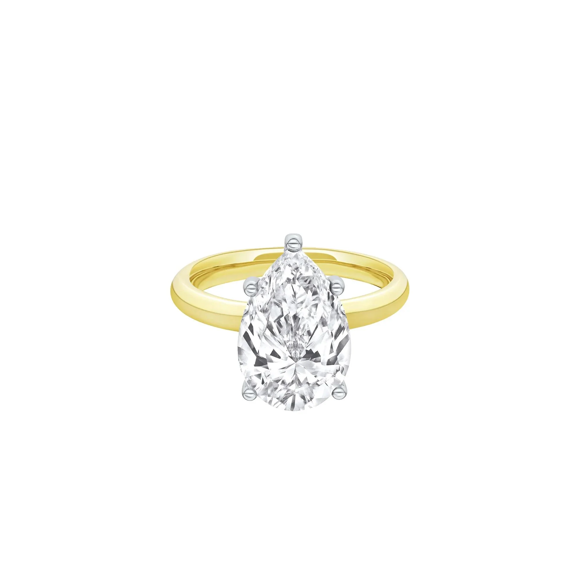 Lab Grown Diamond Pear-Shaped Solitaire Ring Yellow Size 6.5 2mm