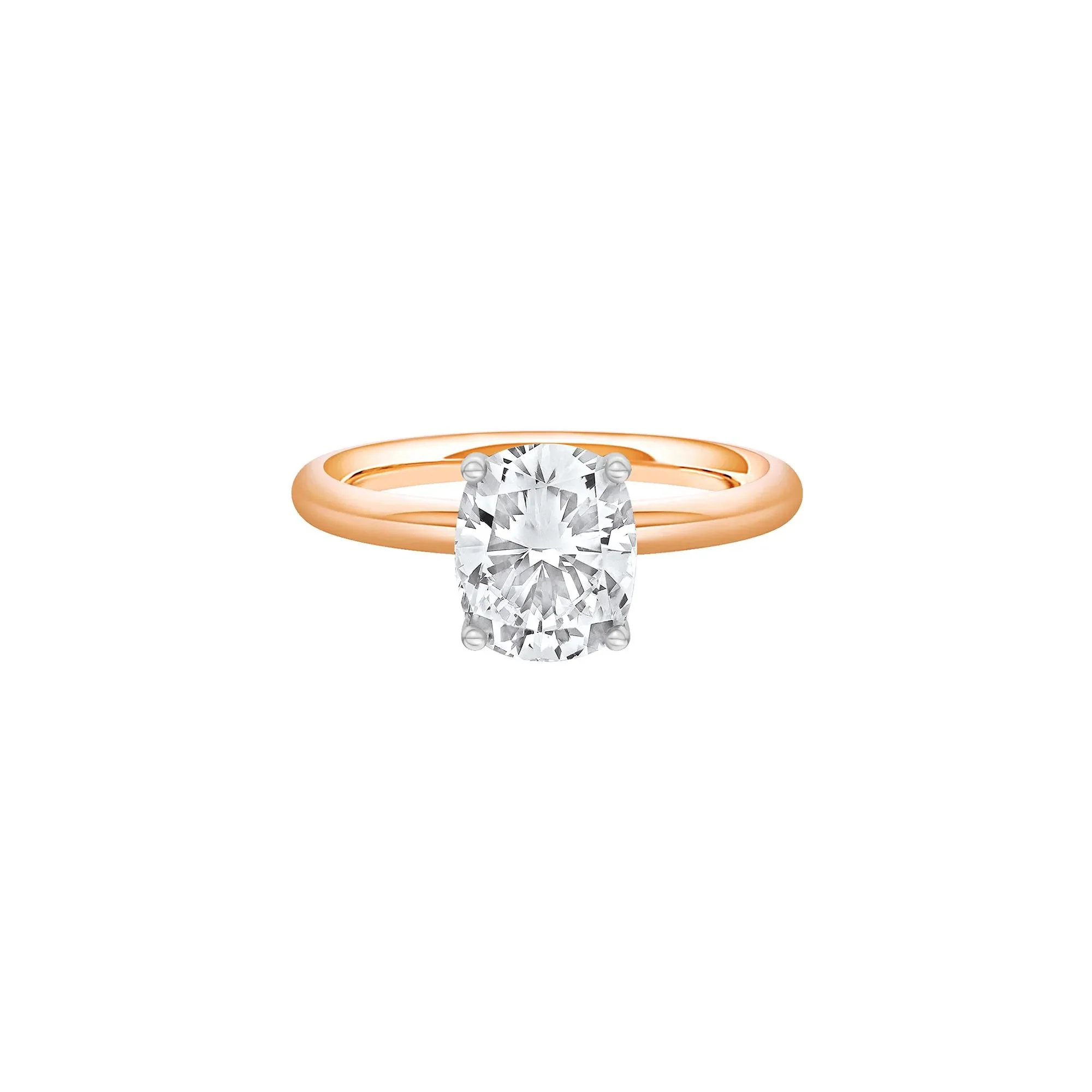1/2 CT. Tw. Lab Grown Diamond Elongated Cushion-Cut Engagement Ring 14K Rose and White Gold Size 4.5 2mm