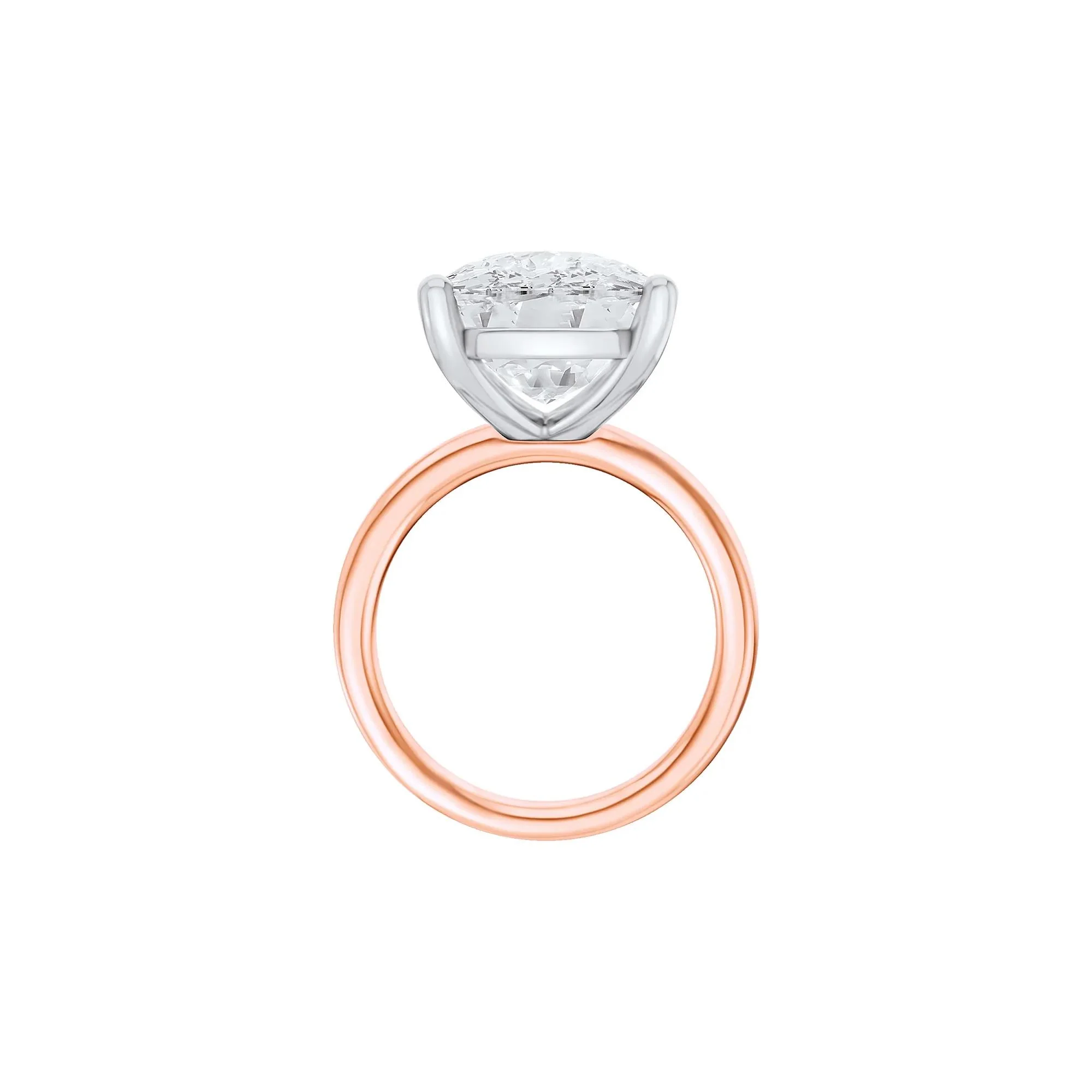 Lab Grown Diamond Elongated Cushion Solitaire Ring 14K Rose & White Gold (10 CT.) Size 7 2mm - Image 2