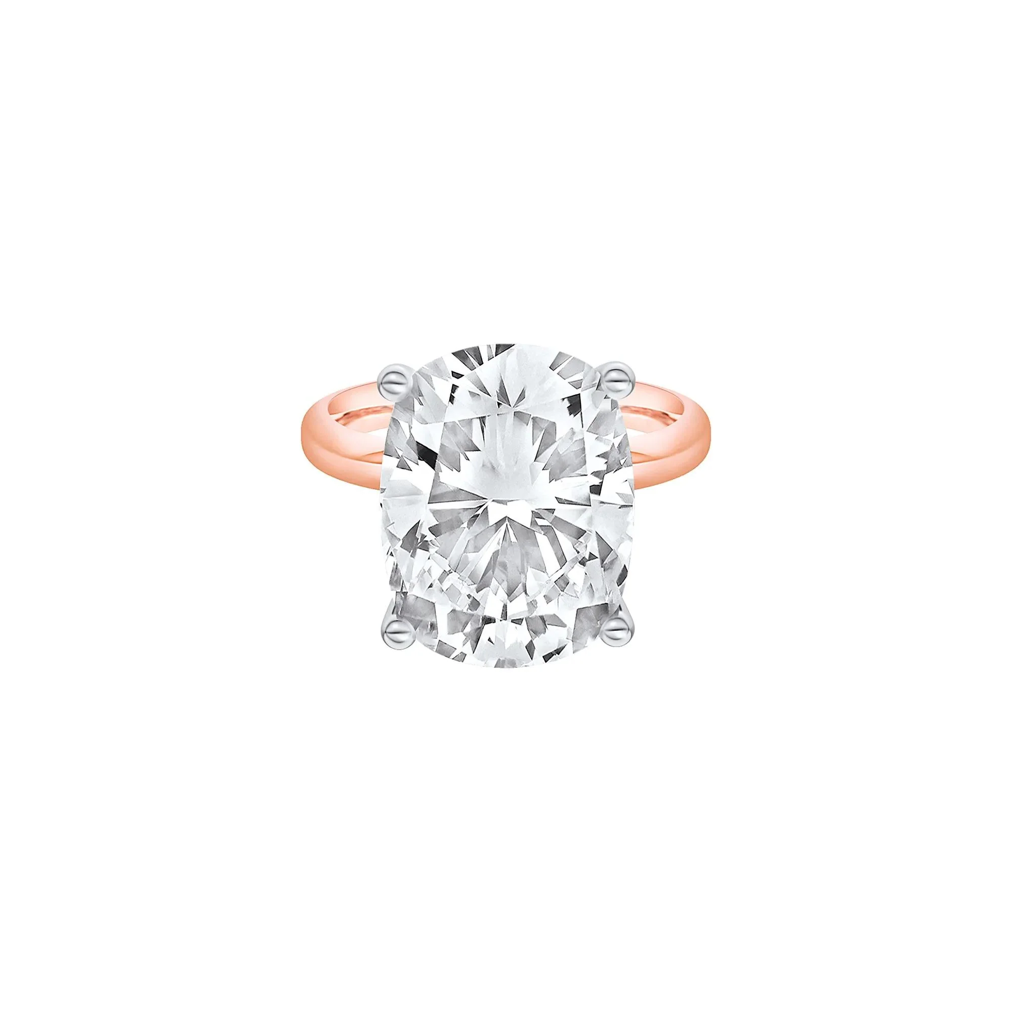 Lab Grown Diamond Elongated Cushion Solitaire Ring 14K Rose & White Gold (10 CT.) Size 8 2mm