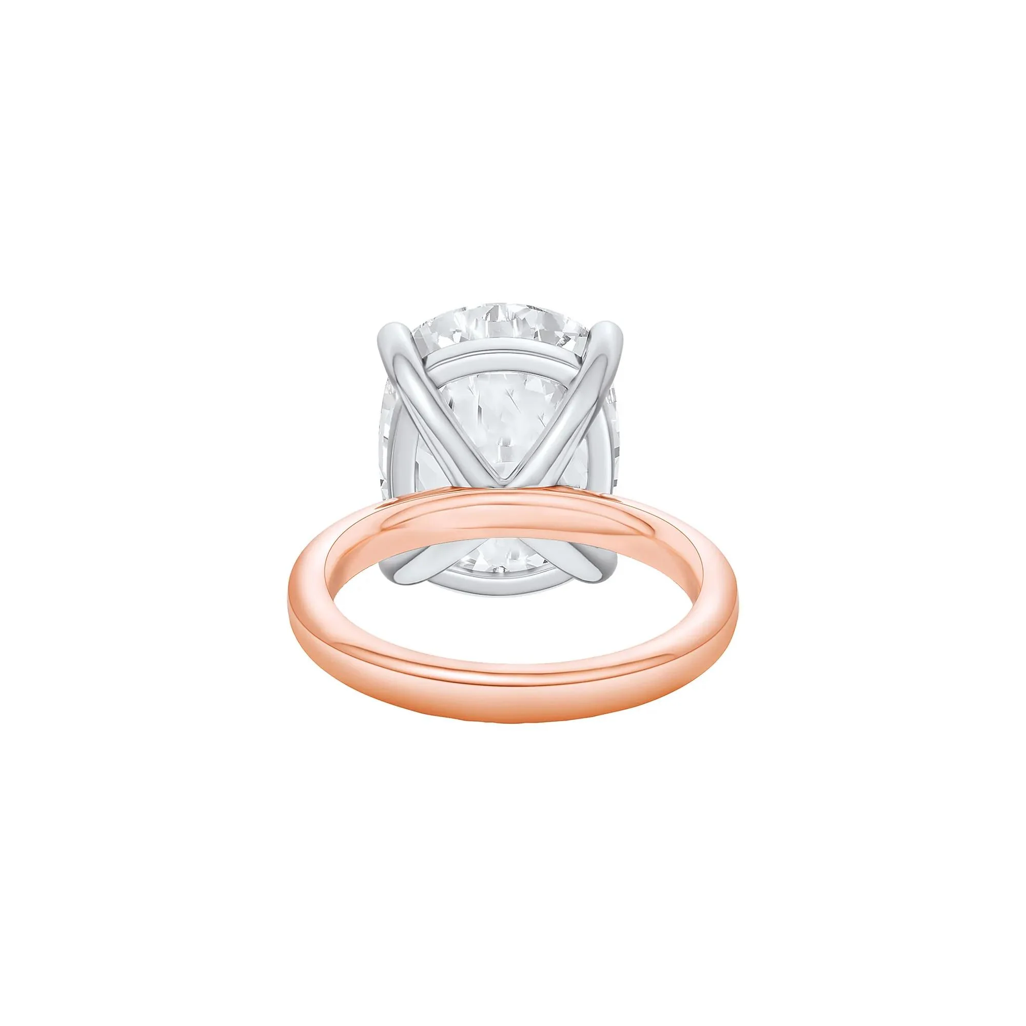 Lab Grown Diamond Elongated Cushion Solitaire Ring 14K Rose & White Gold (10 CT.) Size 8 2mm - Image 4