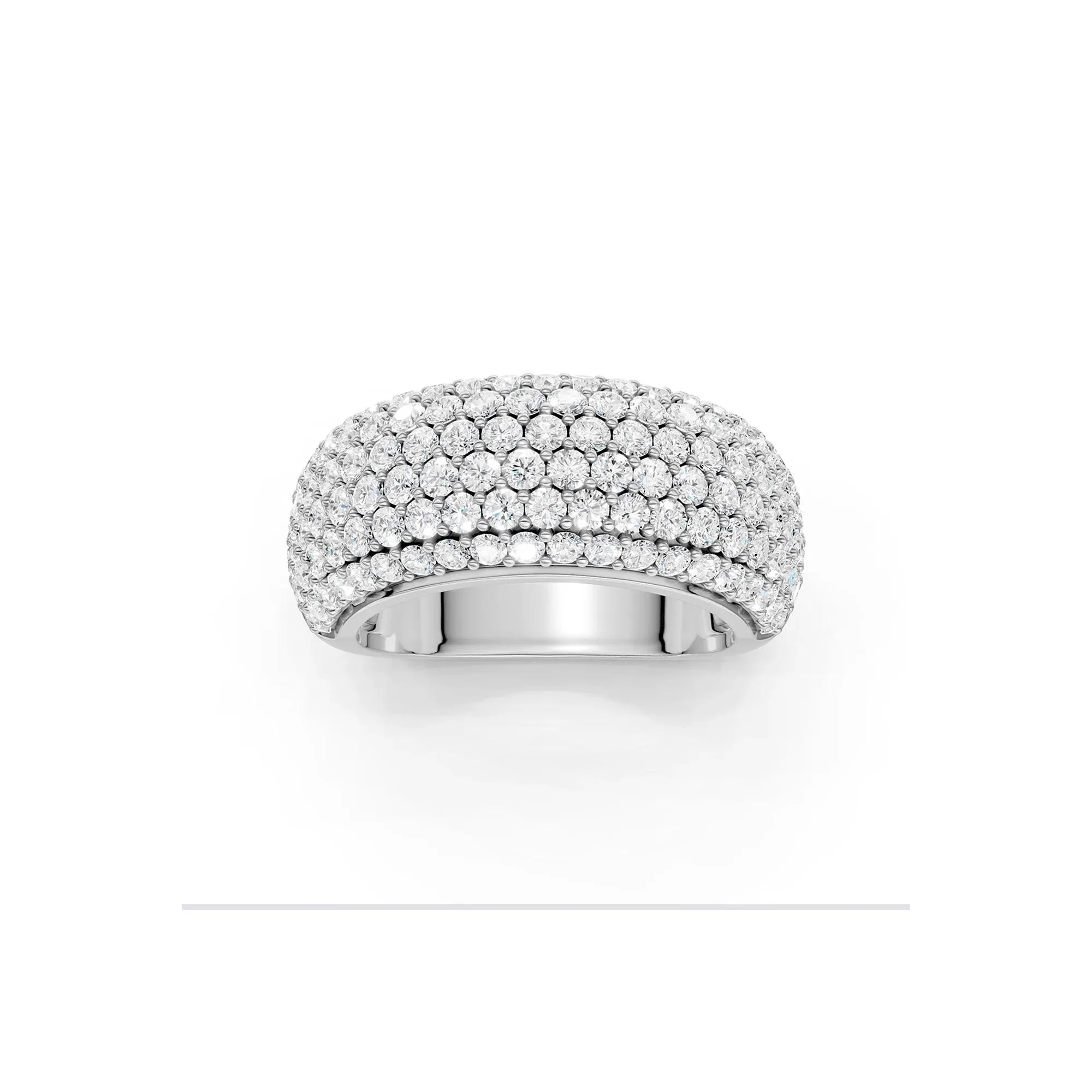 2 CT. Tw. Lab Grown Diamond Pavé Band Ring 14K White Gold Round Brilliant Cut Size 5 4.5mm