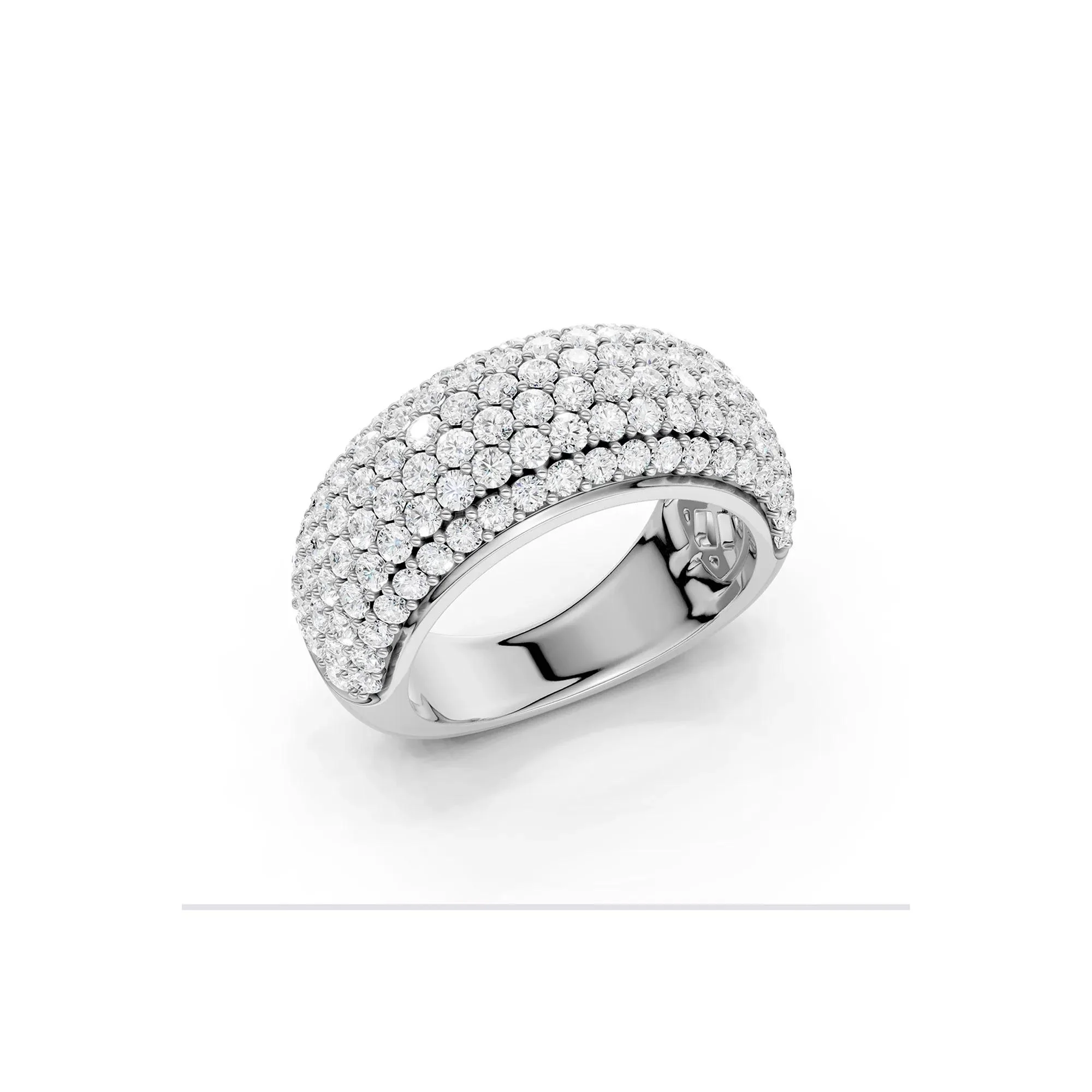 2 CT. Tw. Lab Grown Diamond Pavé Band Ring 14K White Gold Round Brilliant Cut Size 5.5 4.5mm - Image 2