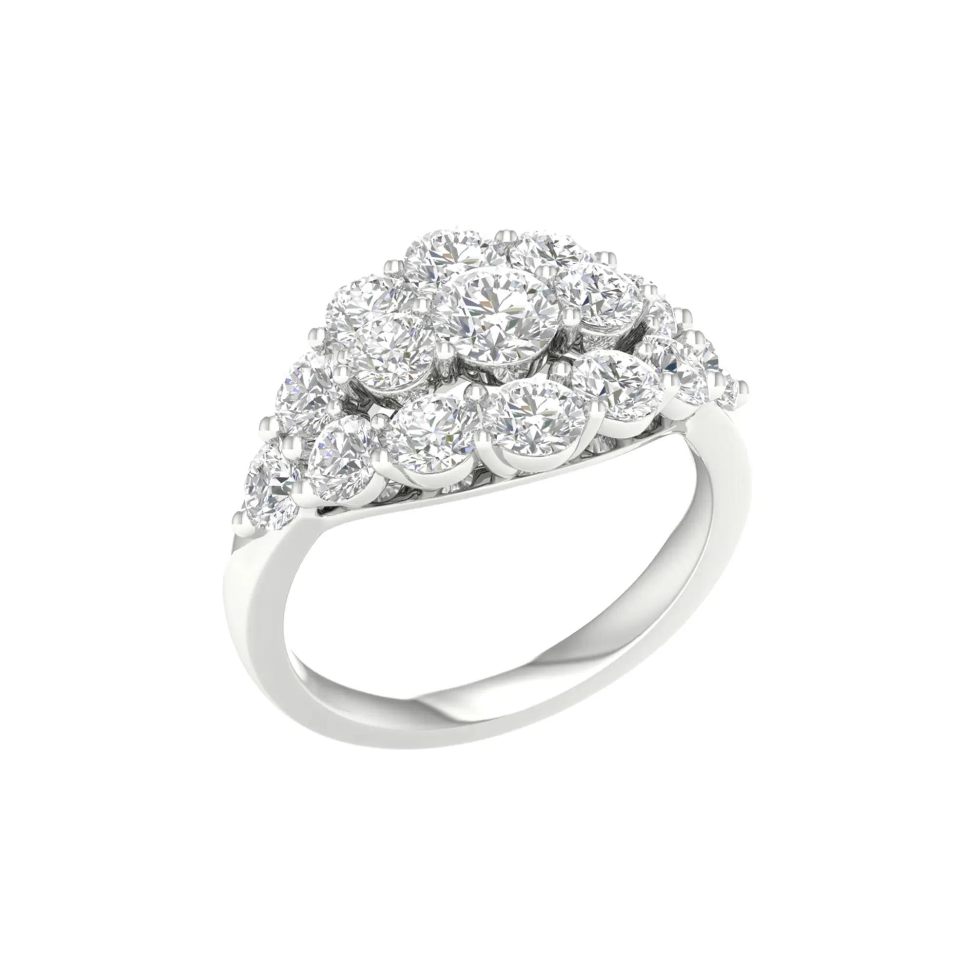 3 CT. Tw. Lab Grown Diamond Round Cluster Ring 14K White Gold Size 7.5 2mm - Image 2