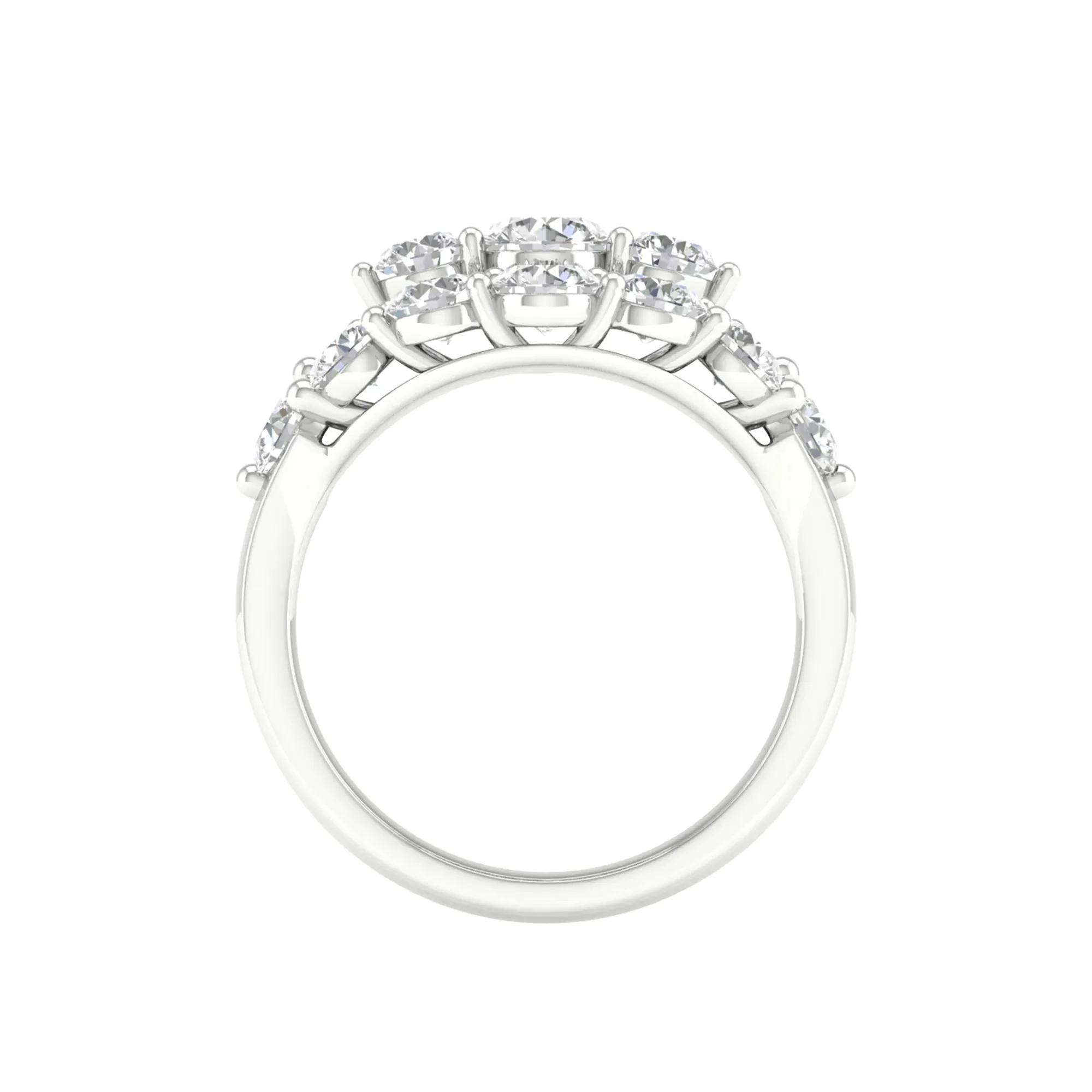 3 CT. Tw. Lab Grown Diamond Round Cluster Ring 14K White Gold Size 8.5 2mm - Image 3