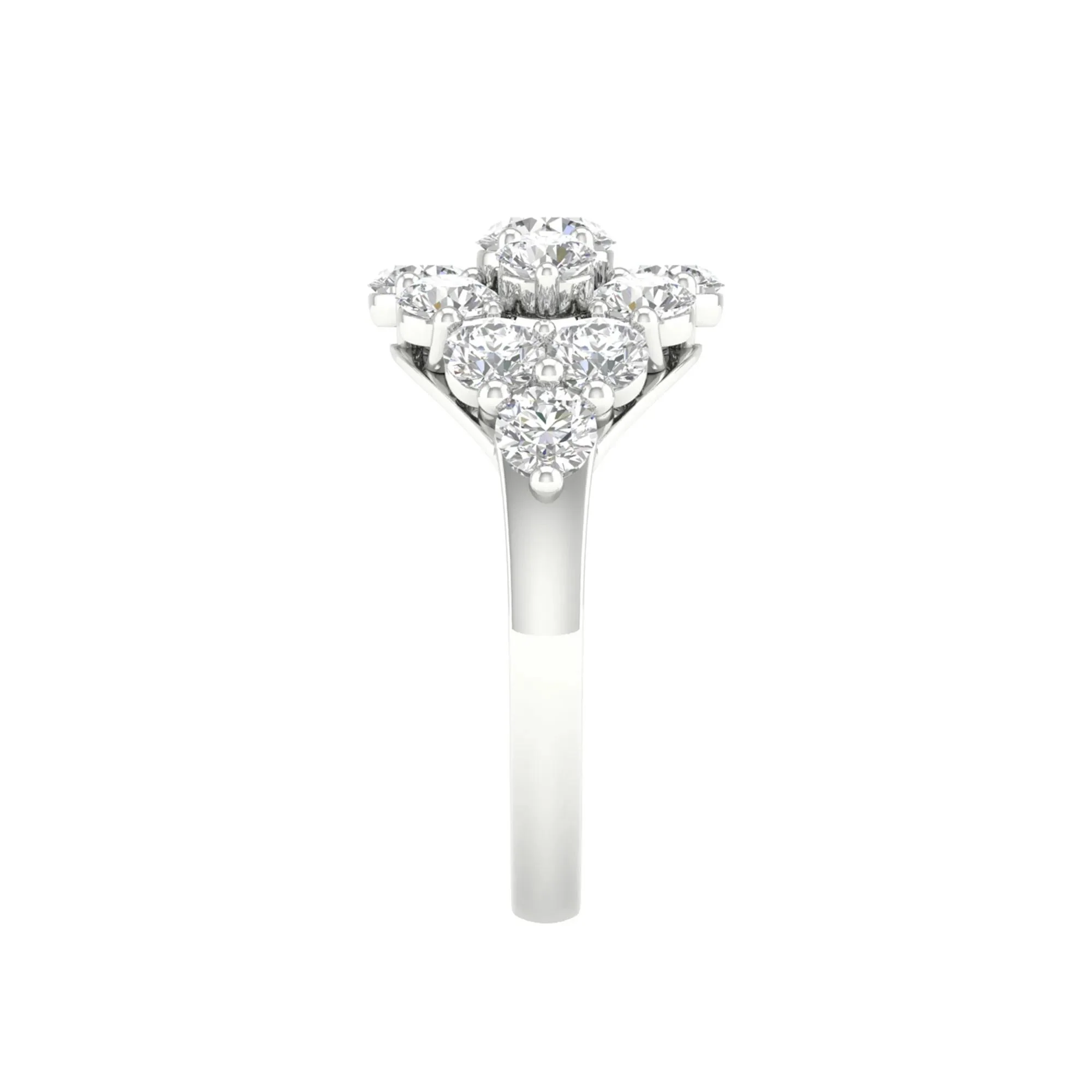 3 CT. Tw. Lab Grown Diamond Round Cluster Ring 14K White Gold Size 8.5 2mm - Image 4