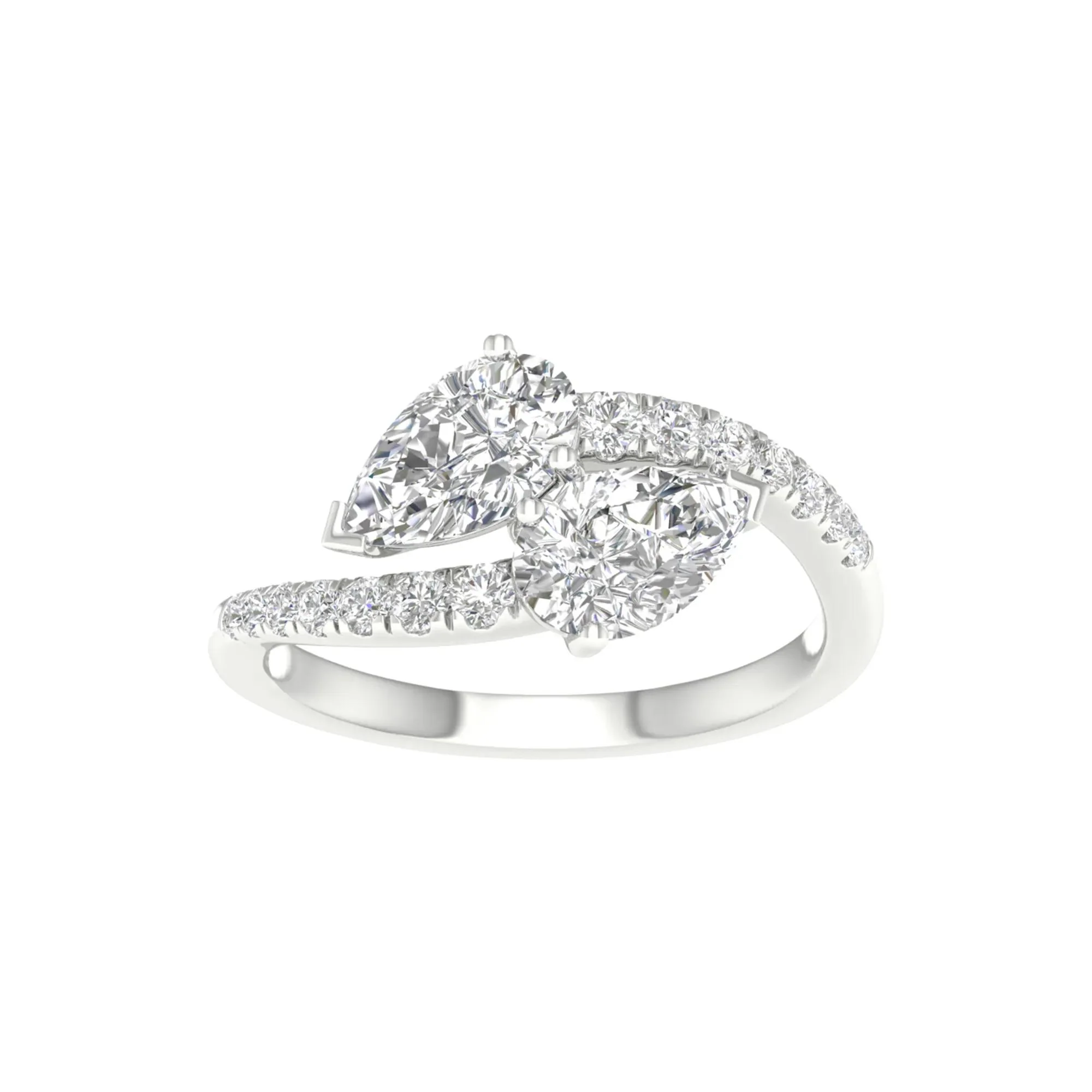 1 3/4 CT. Tw. Lab Grown Diamond Bypass Ring 14K White Gold Size 8.5 2mm