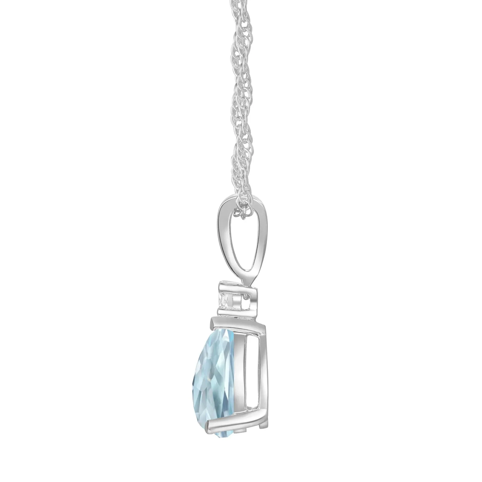 Aquamarine & Diamond Accent Pendant Necklace & Earrings Boxed Set 10K White Gold Size 18"