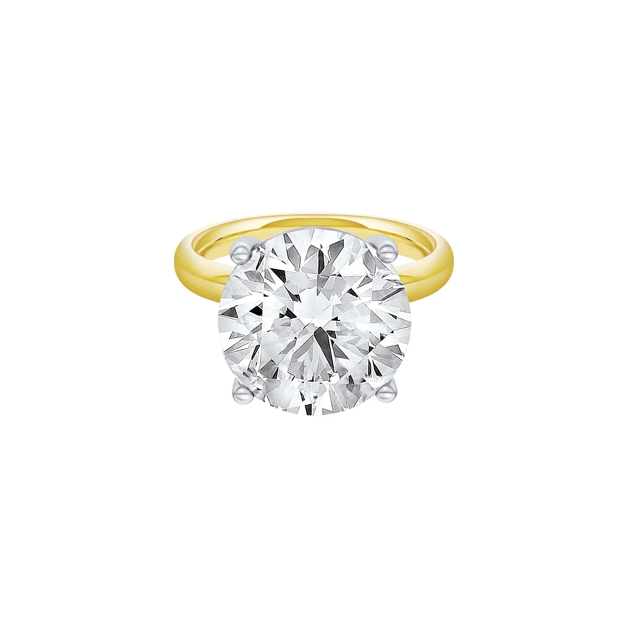 Lab Grown Diamond Round Solitaire Engagement Ring 14K Yellow and White Gold (10 CT.) Size 9 2mm