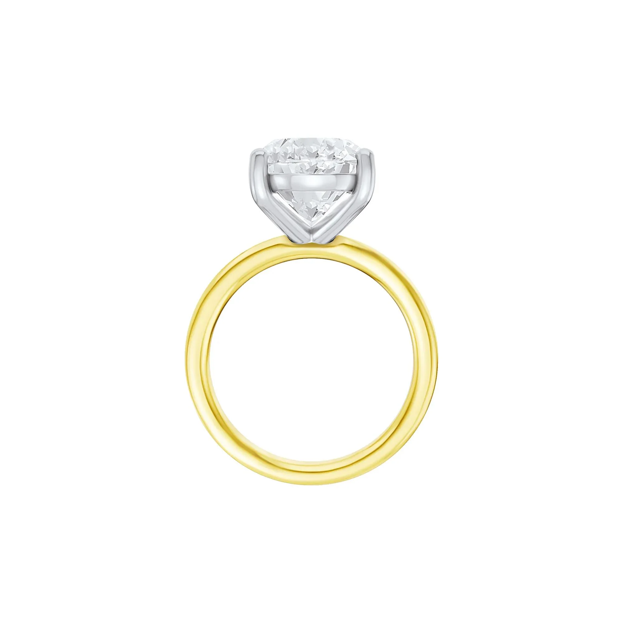 Lab Grown Diamond Oval Solitaire Ring 14K Yellow & White Gold (9 CT.) Size 10 2mm - Image 2
