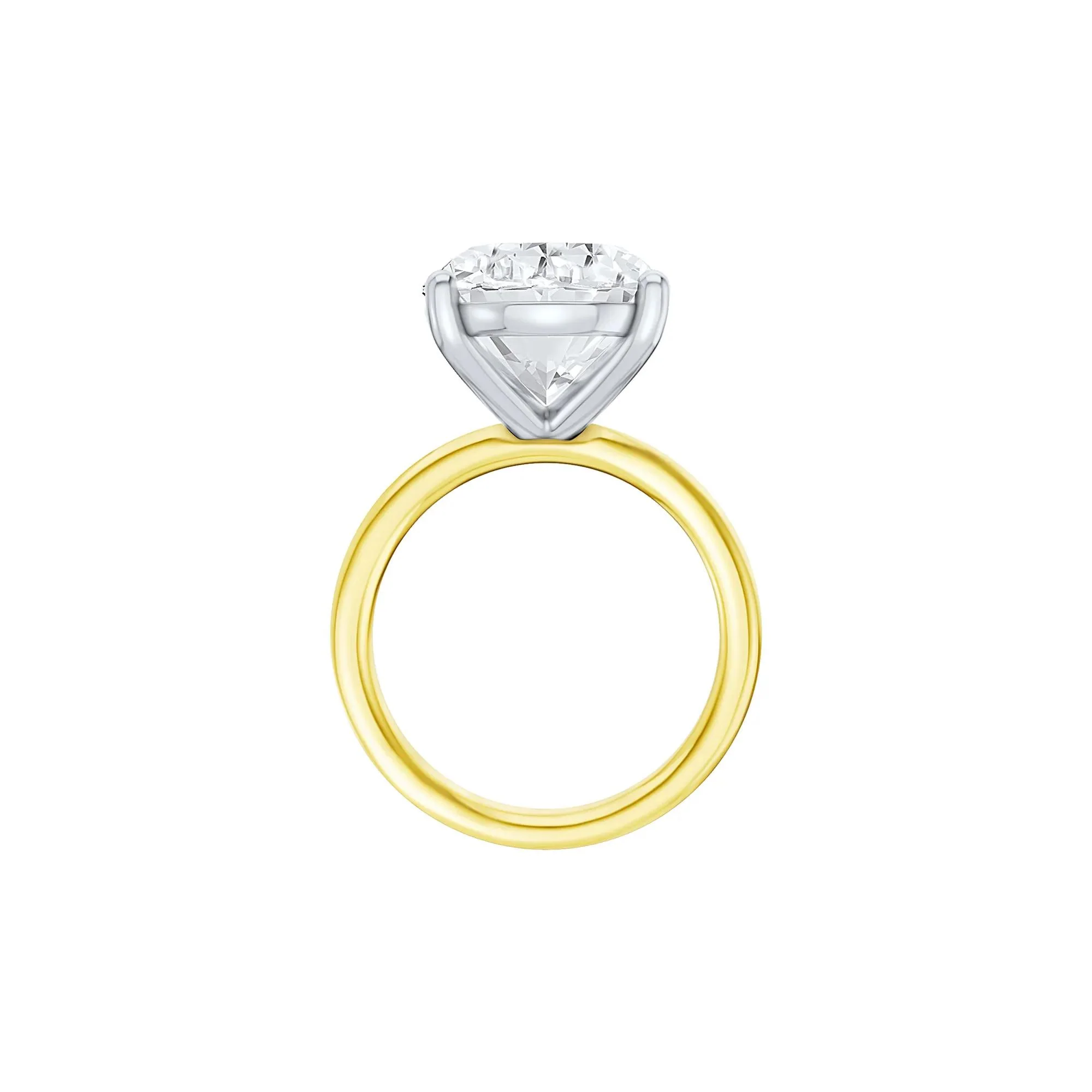 Lab Grown Diamond Oval Solitaire Ring 14K Yellow & White Gold (9 CT.) Size 10.5 2mm - Image 3