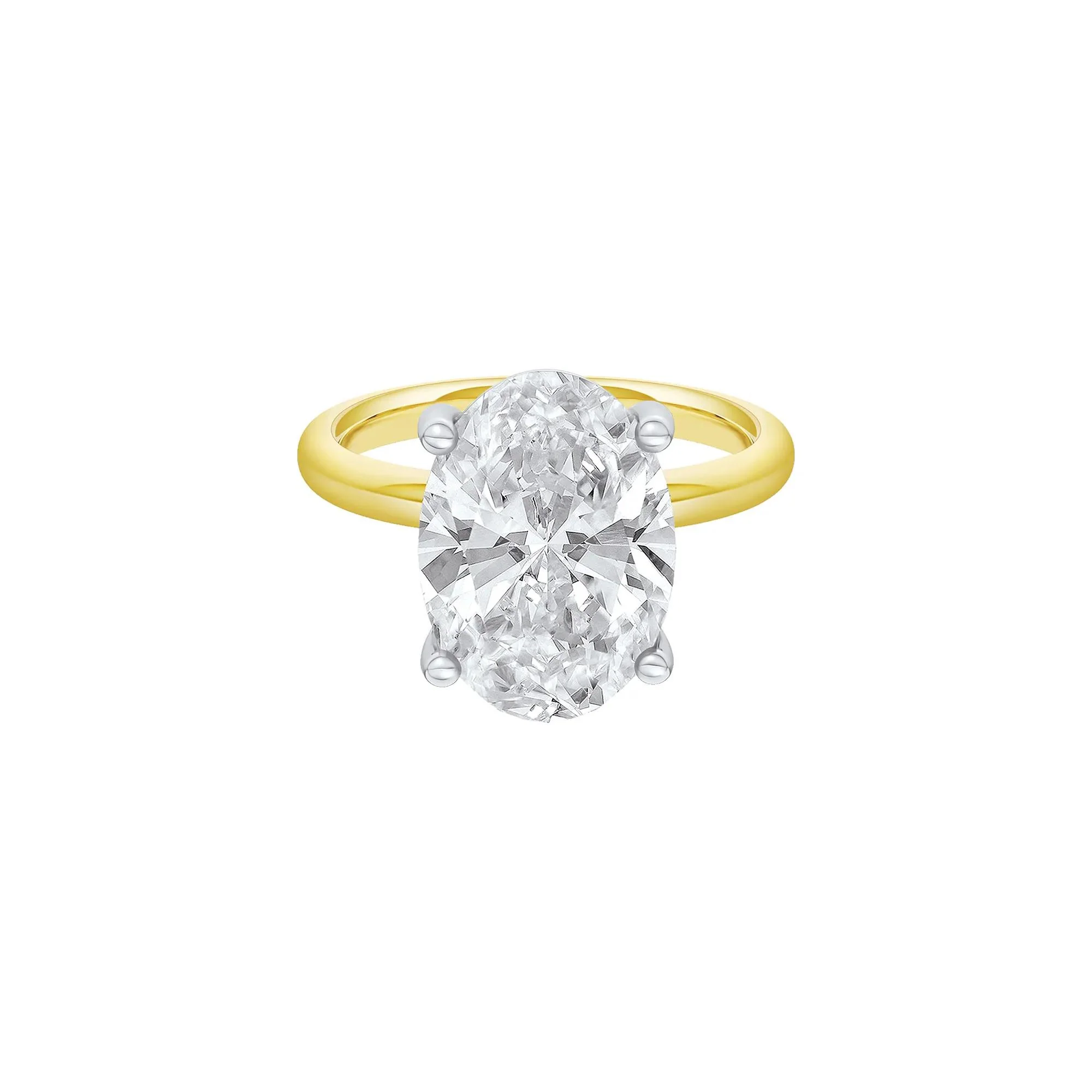 Lab Grown Diamond Oval Solitaire Ring 14K Yellow & White Gold (9 CT.) Size 12 2mm