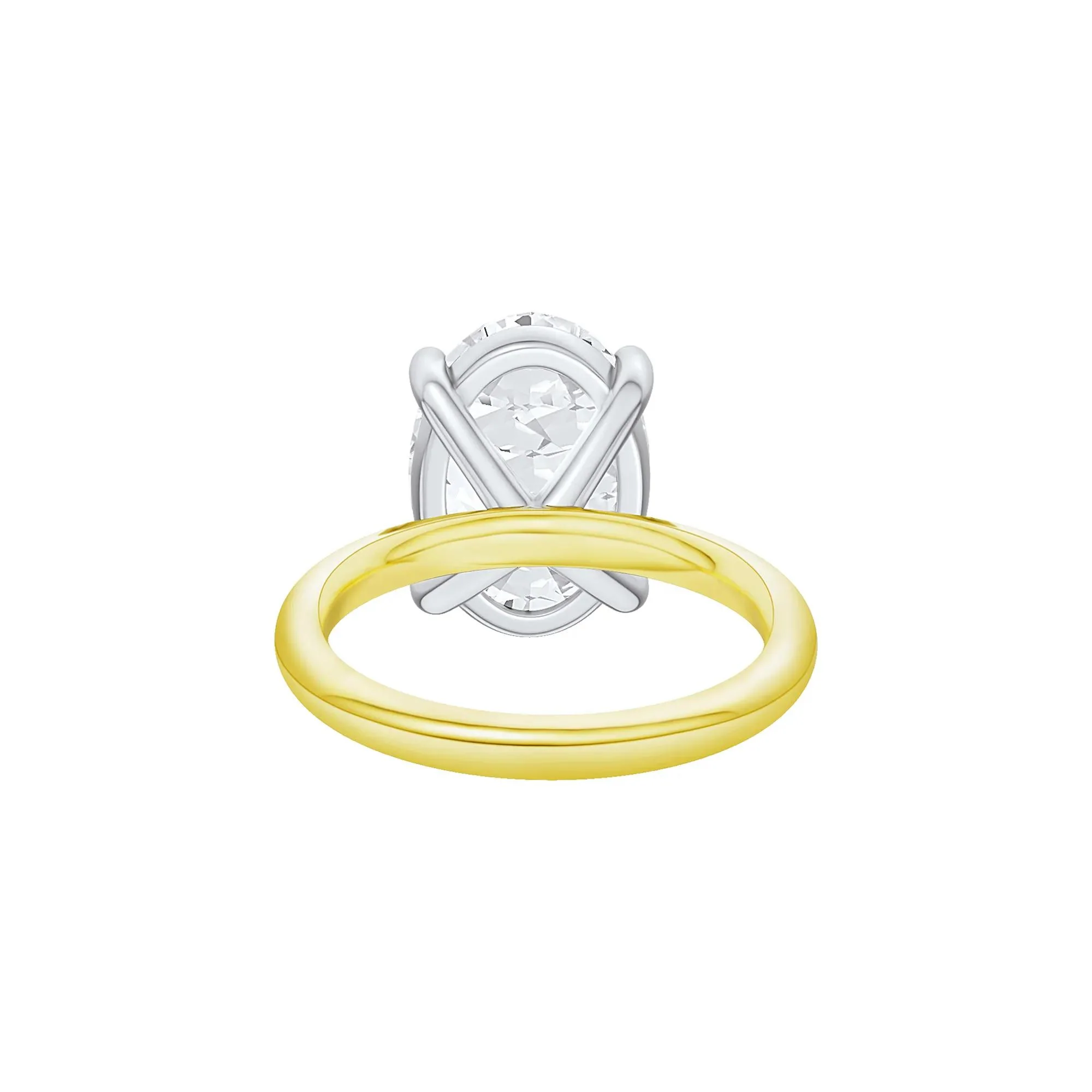 Lab Grown Diamond Oval Solitaire Ring 14K Yellow & White Gold (9 CT.) Size 7 2mm - Image 5