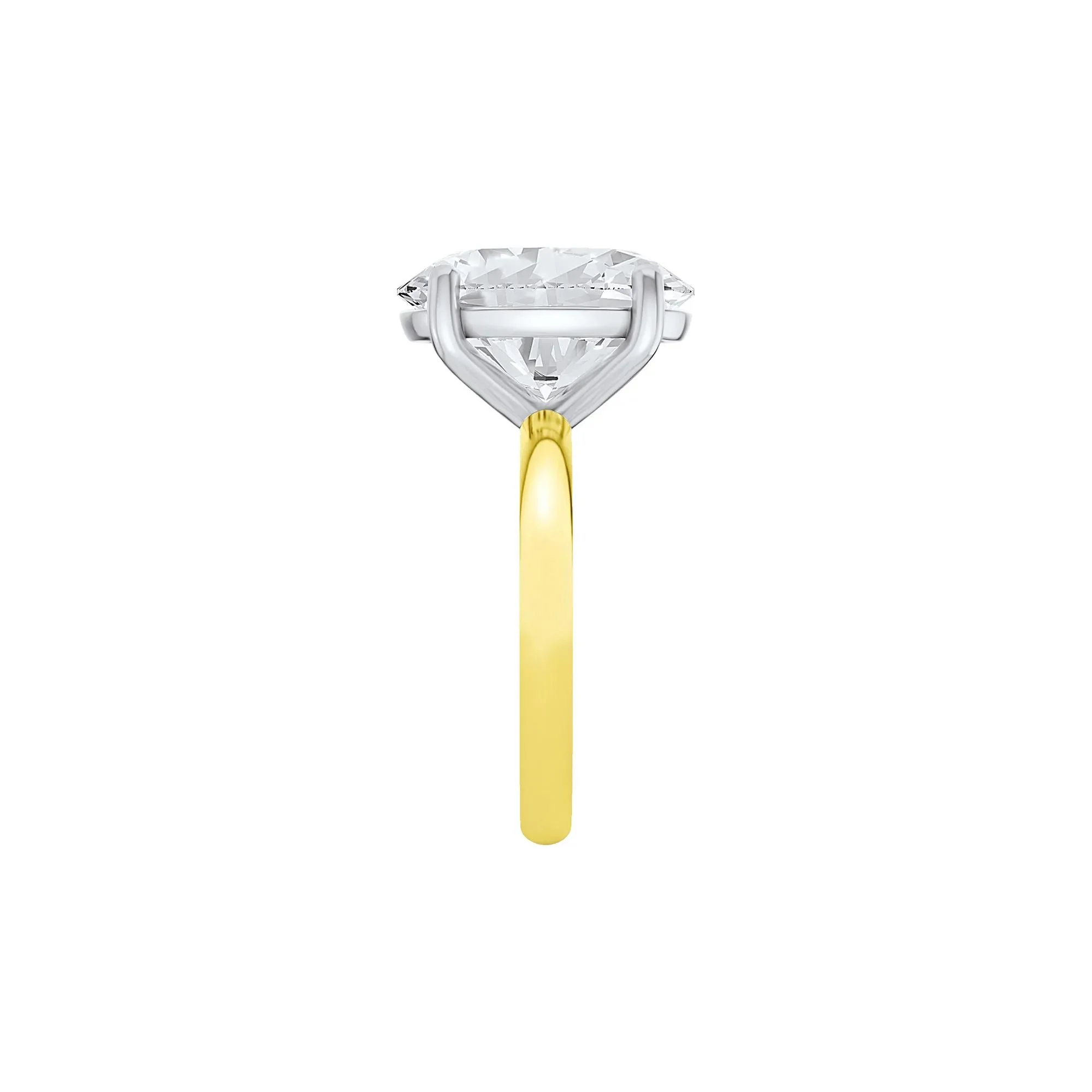 Lab Grown Diamond Oval Solitaire Ring 14K Yellow & White Gold (9 CT.) Size 7.5 2mm - Image 4
