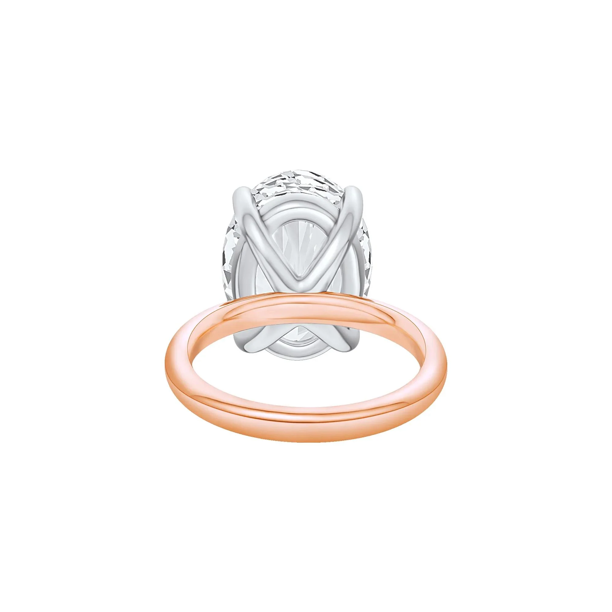 Lab Grown Diamond Oval Solitaire Ring 14K Rose & White Gold (10 CT.) Size 10.5 2mm - Image 4