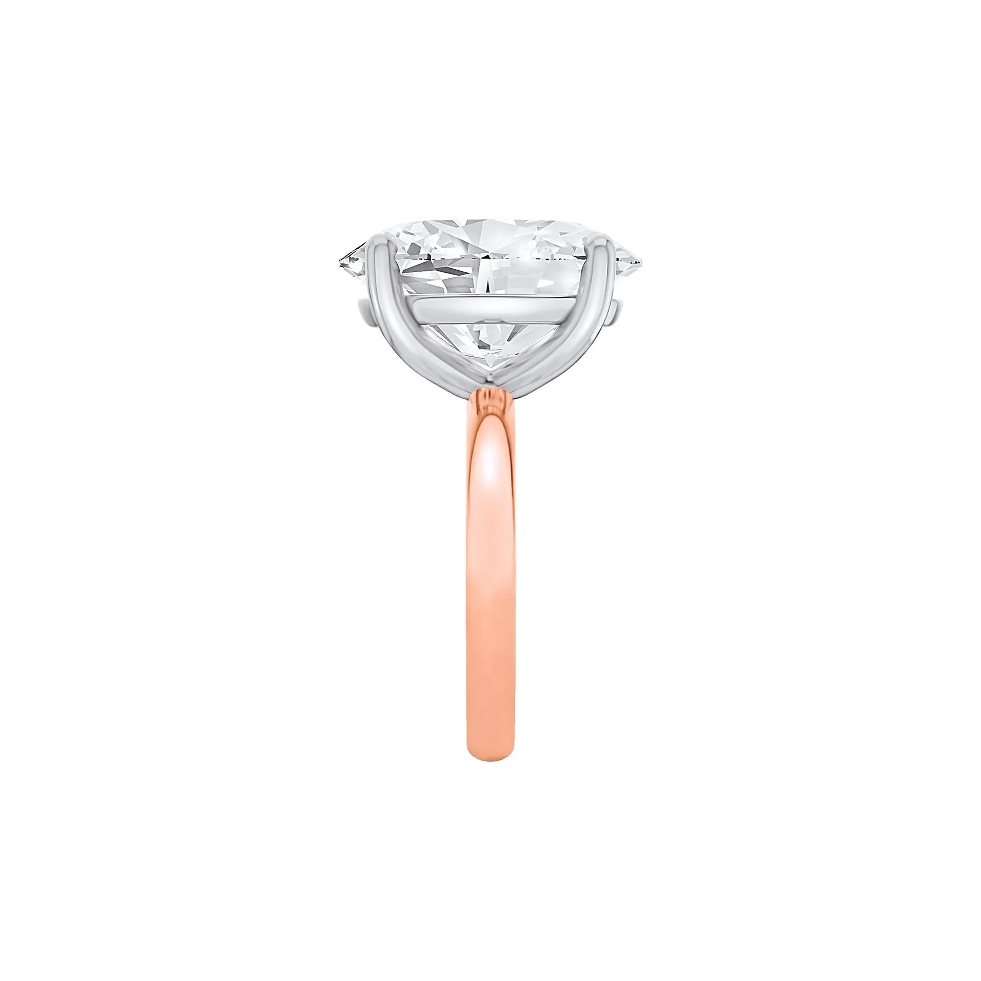 Lab Grown Diamond Oval Solitaire Ring 14K Rose & White Gold (10 CT.) Size 4.5 2mm - Image 3