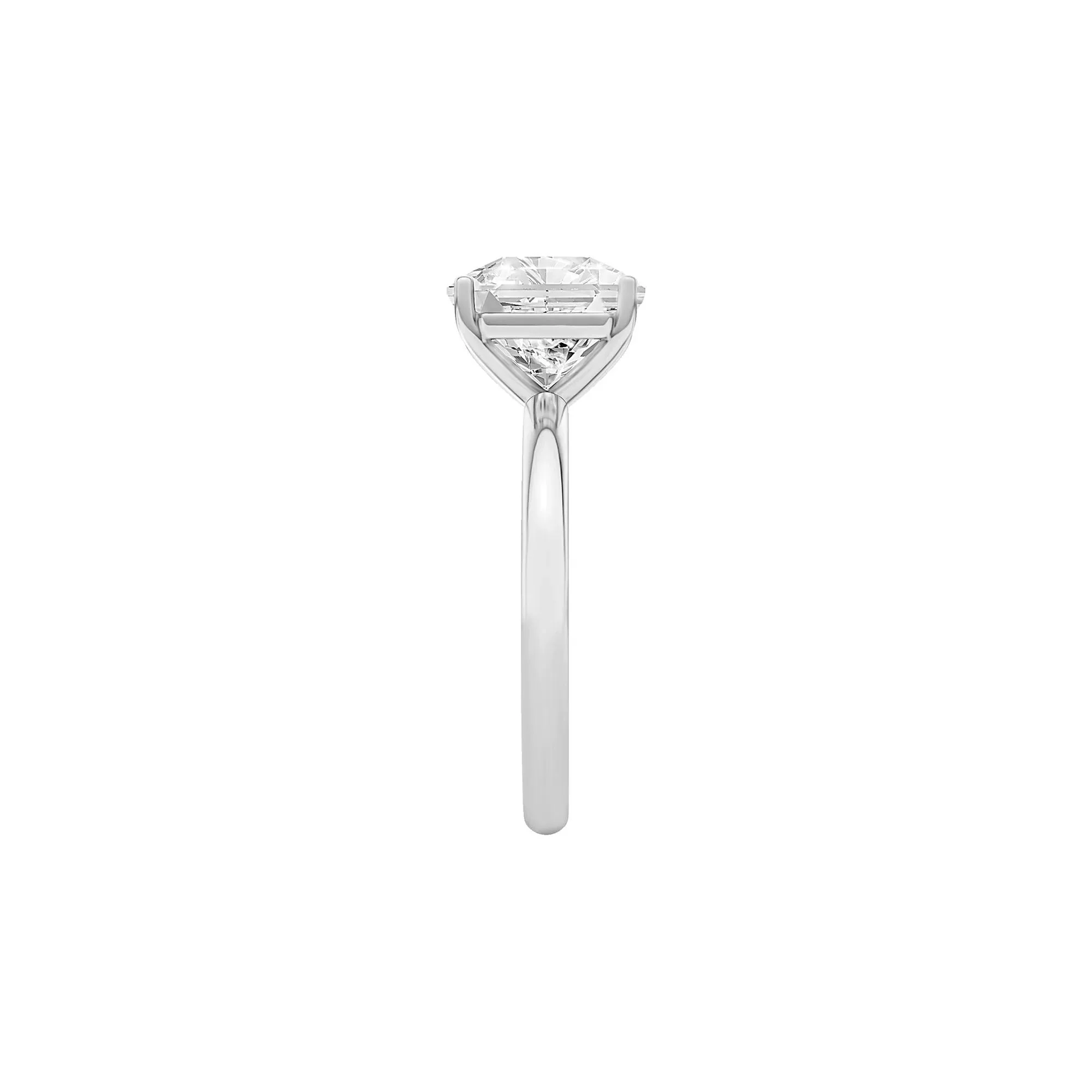 Lab Grown Diamond Square Solitaire Ring Platinum (3 CT.) White Size 4.5 2mm - Image 3