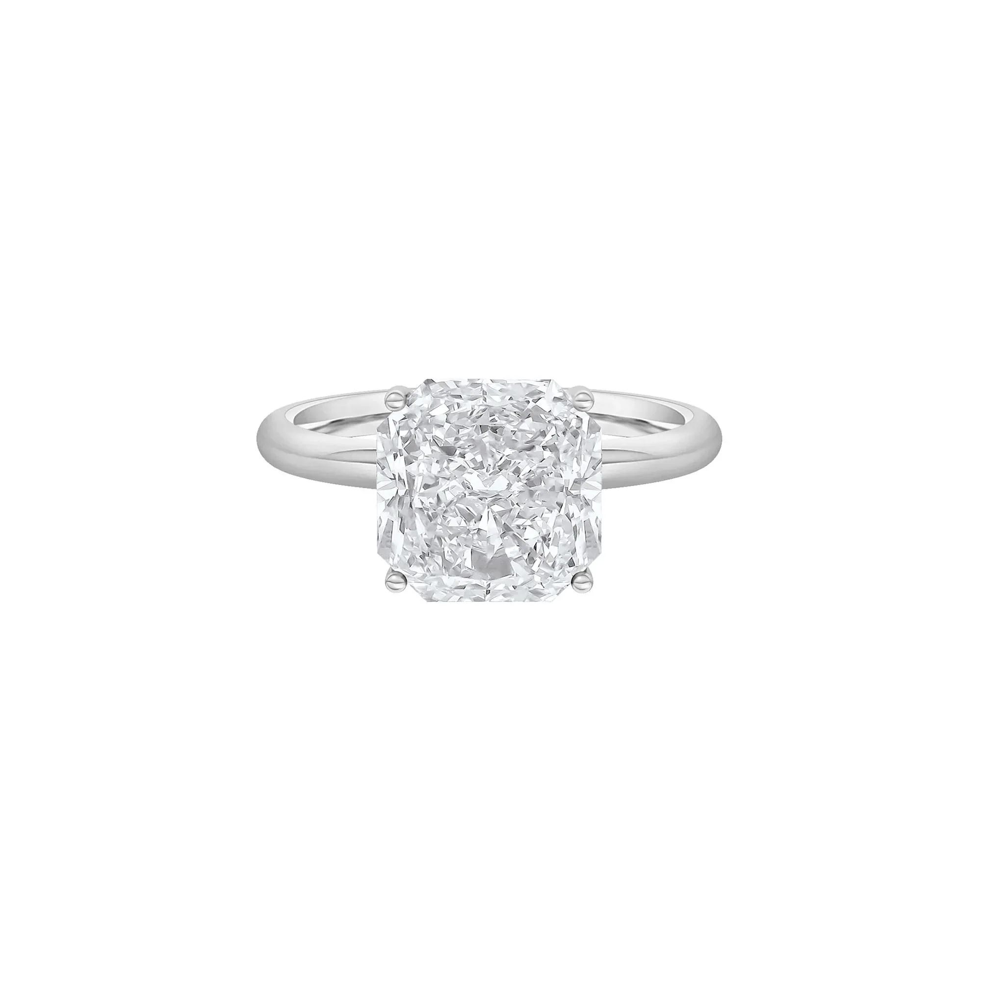 Lab Grown Diamond Square Solitaire Ring Platinum (3 CT.) White Size 9 2mm