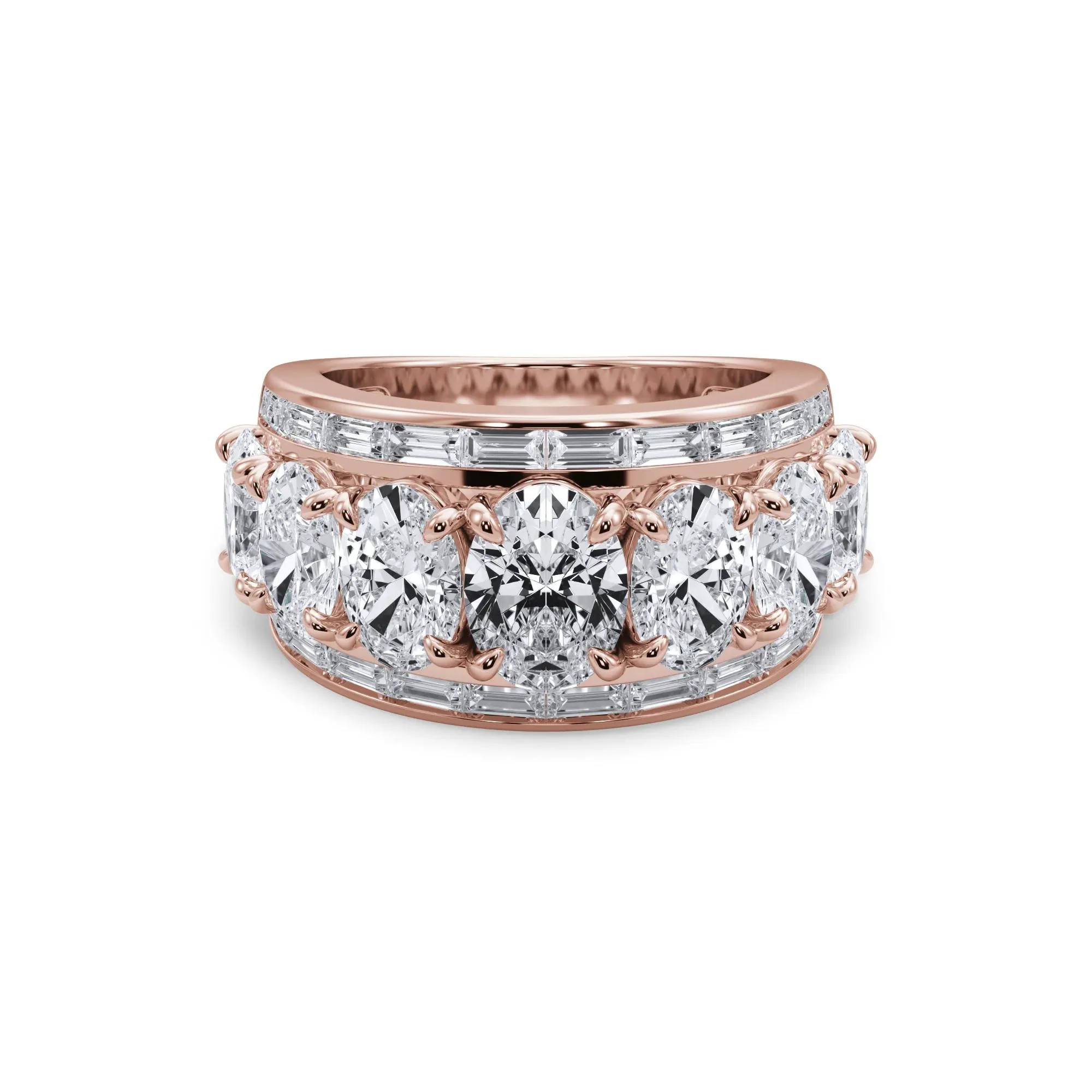 6 CT. Tw. Lab Grown Diamond Multi-Row Anniversary Band Ring 14K Rose Gold Size 7.5