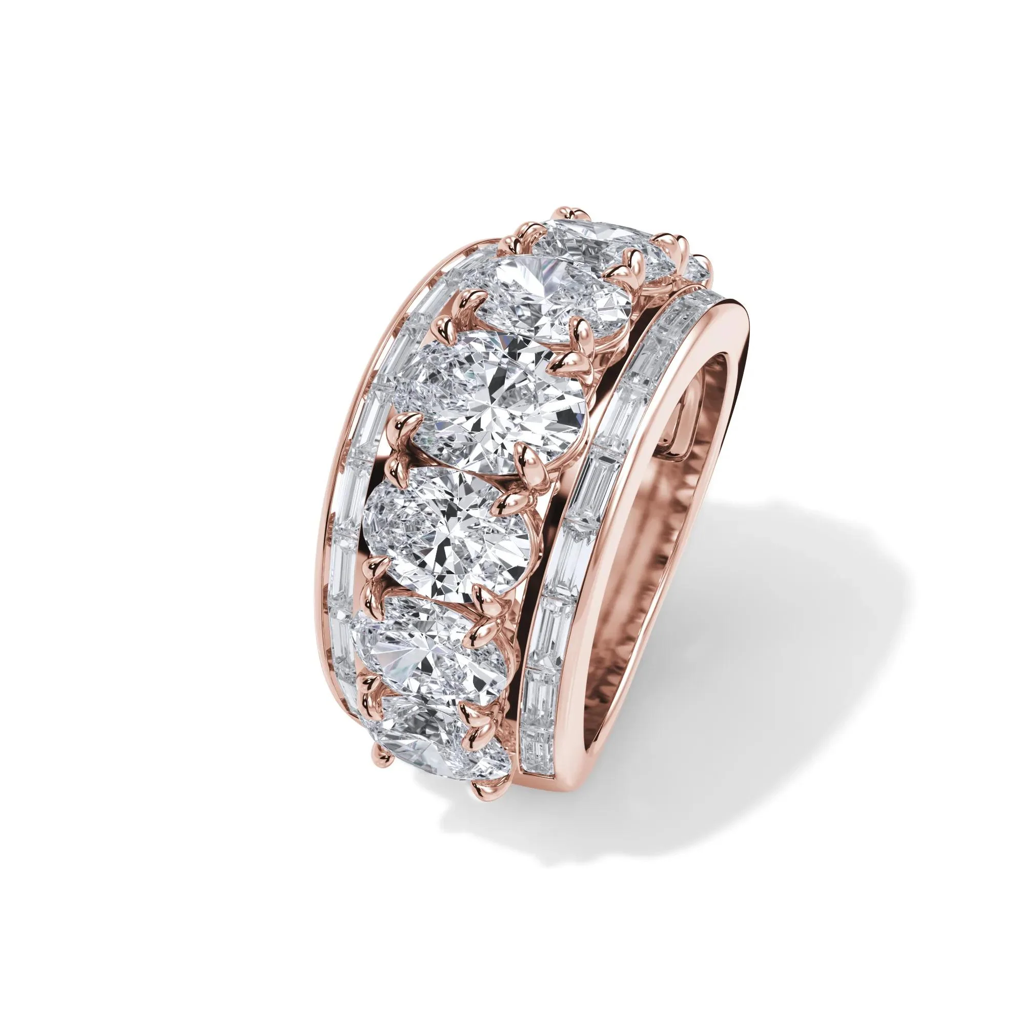 6 CT. Tw. Lab Grown Diamond Multi-Row Anniversary Band Ring 14K Rose Gold Size 8 - Image 4