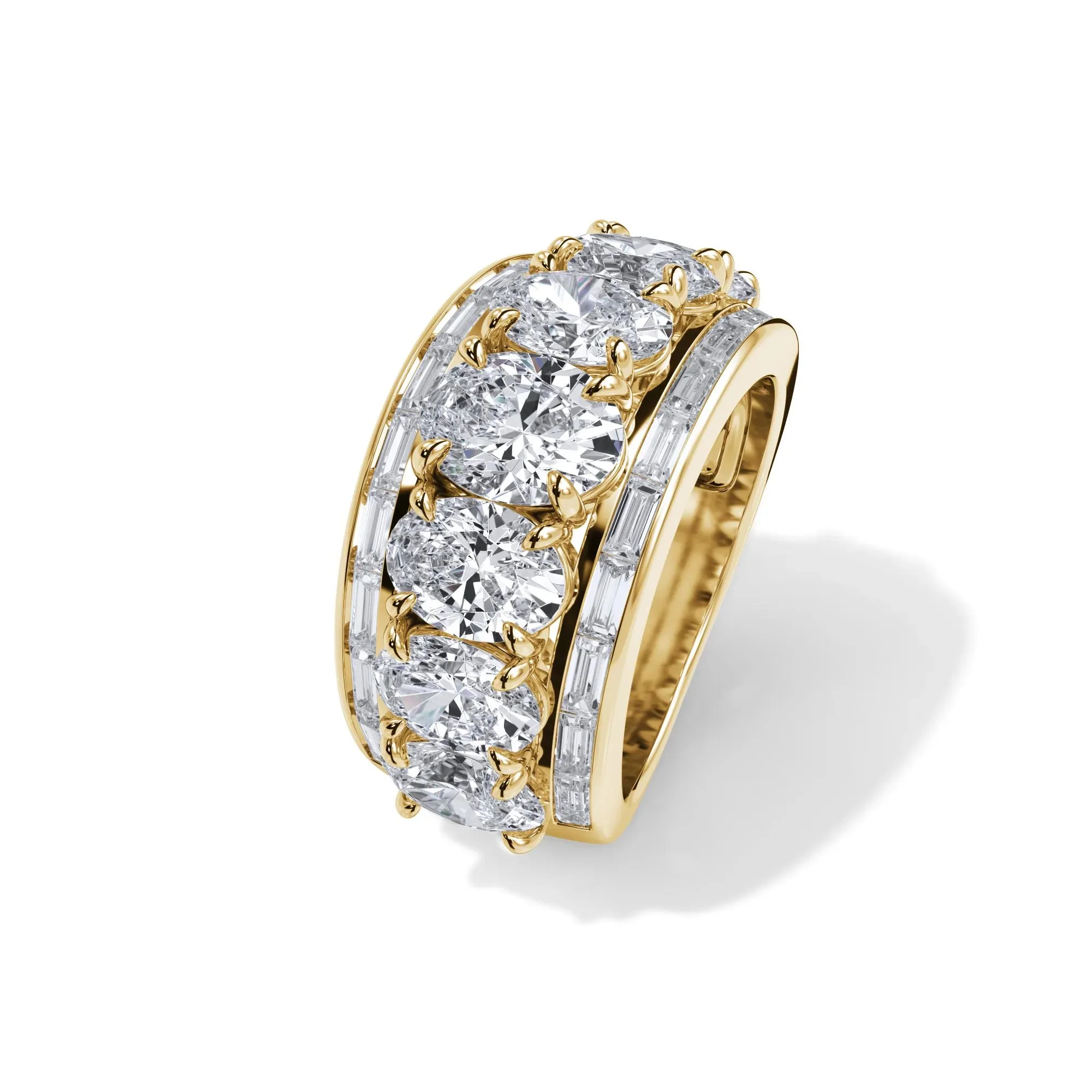 6 CT. Tw. Lab Grown Diamond Multi-Row Anniversary Band Ring 14K Yellow Gold Size 7 - Image 4