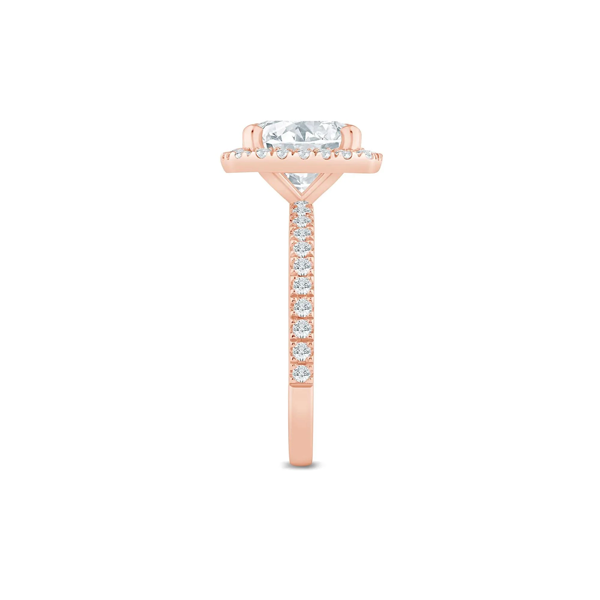 4 CT. Tw. Lab Grown Diamond Halo Engagement Ring 14K Rose Gold Size 6 1.5mm - Image 3