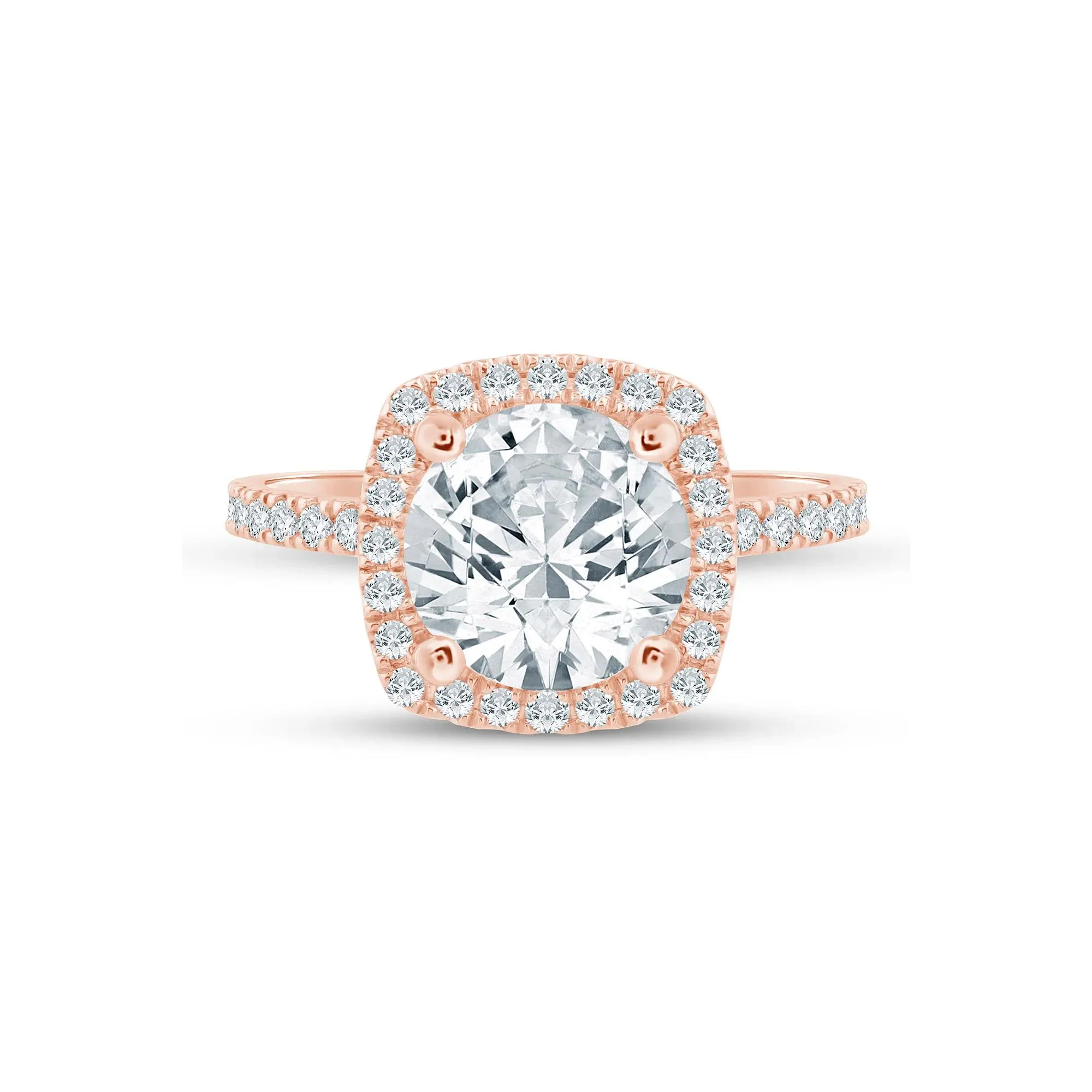 4 CT. Tw. Lab Grown Diamond Halo Engagement Ring 14K Rose Gold Size 7.5 1.5mm