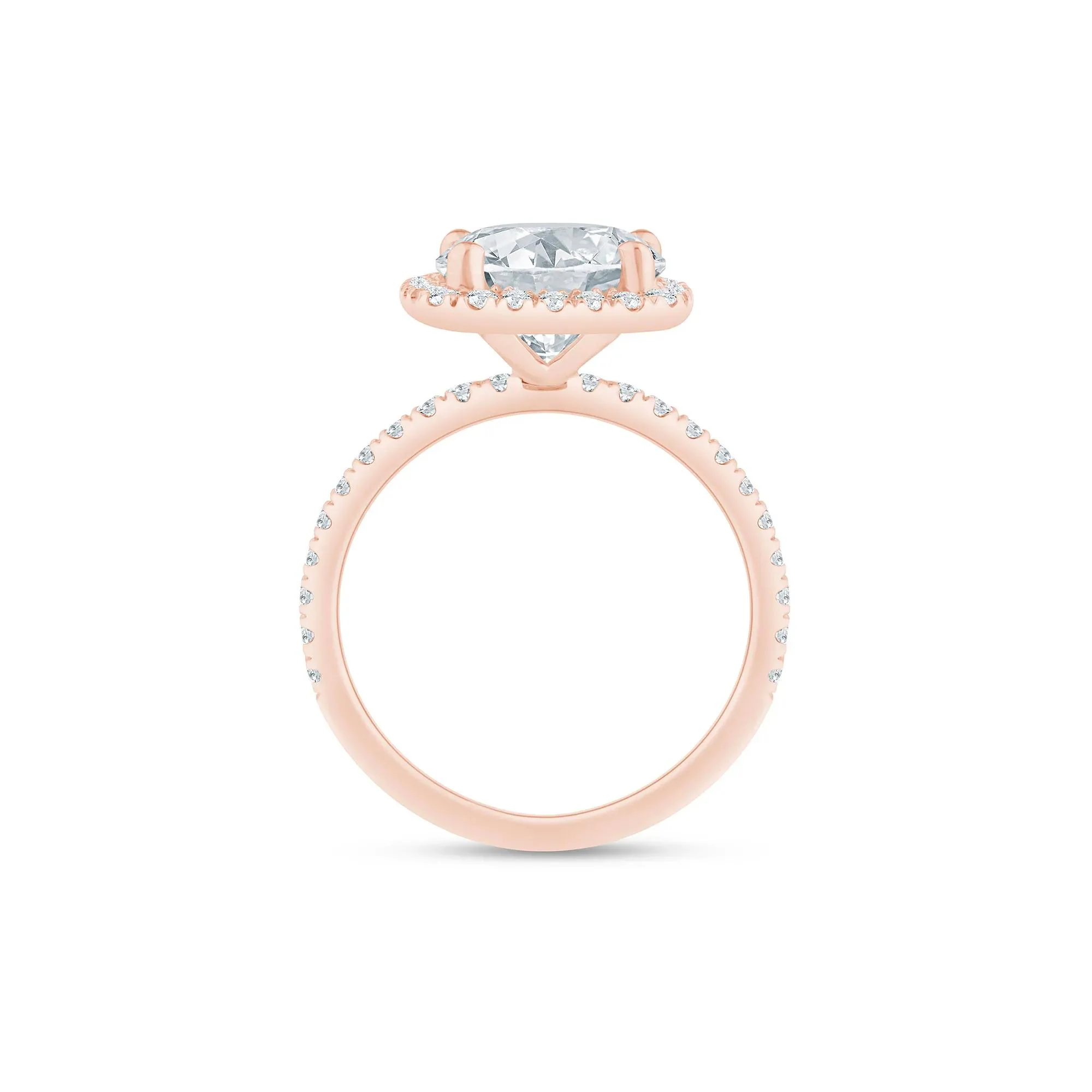 4 CT. Tw. Lab Grown Diamond Halo Engagement Ring 14K Rose Gold Size 8.5 1.5mm - Image 2